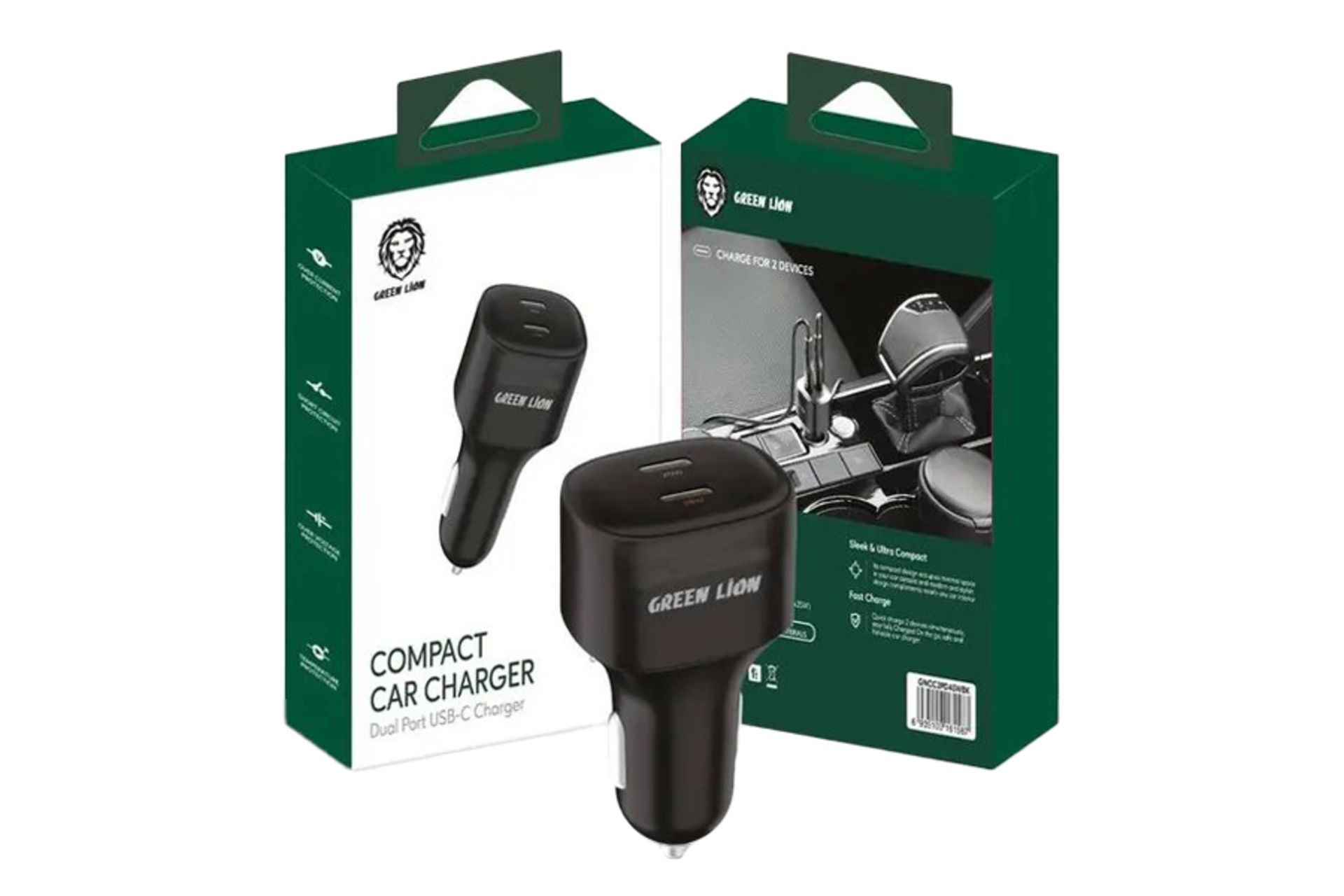 شارژر فندکی گرین لیون gncc2pd45wbk سیاه رنگ به همراه جعبه