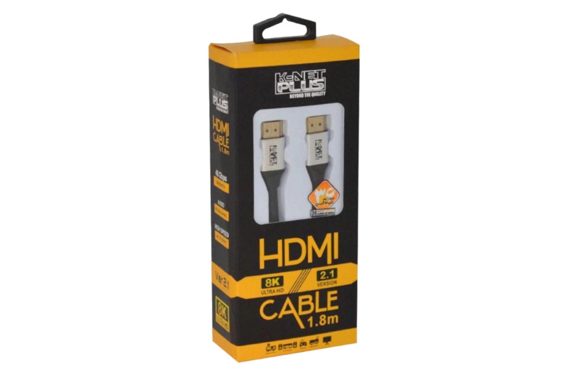 جعبه کابل HDMI نسخه 2.1 کی نت پلاس K-Net Plus KP-CDPDP18 8K 60Hz با طول 1.8 متر