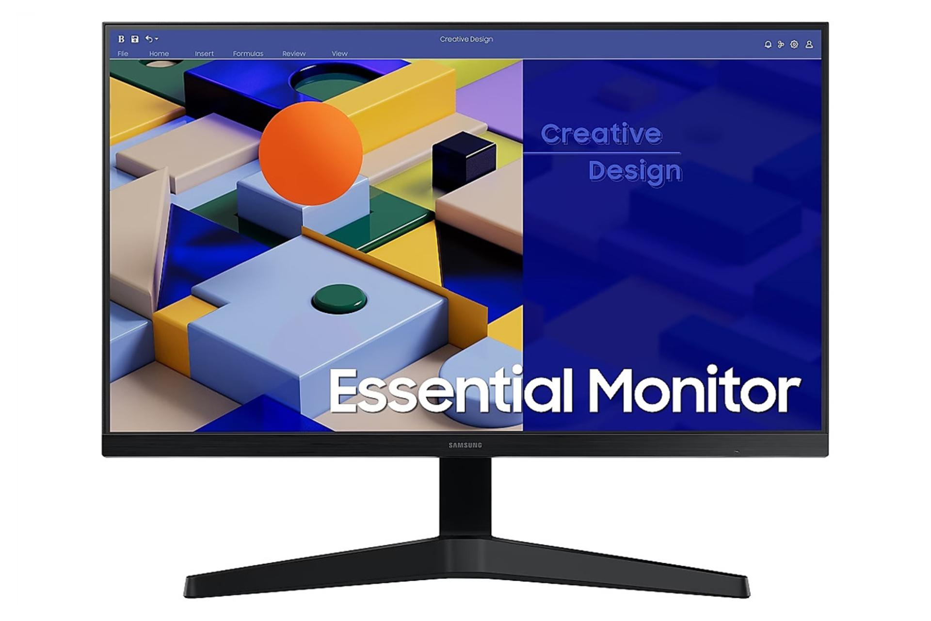 نمای جلو و لوگوی مانیتور سامسونگ 24 اینچ مدل Essential Monitor S3 S31C LS24C310EAEXXS