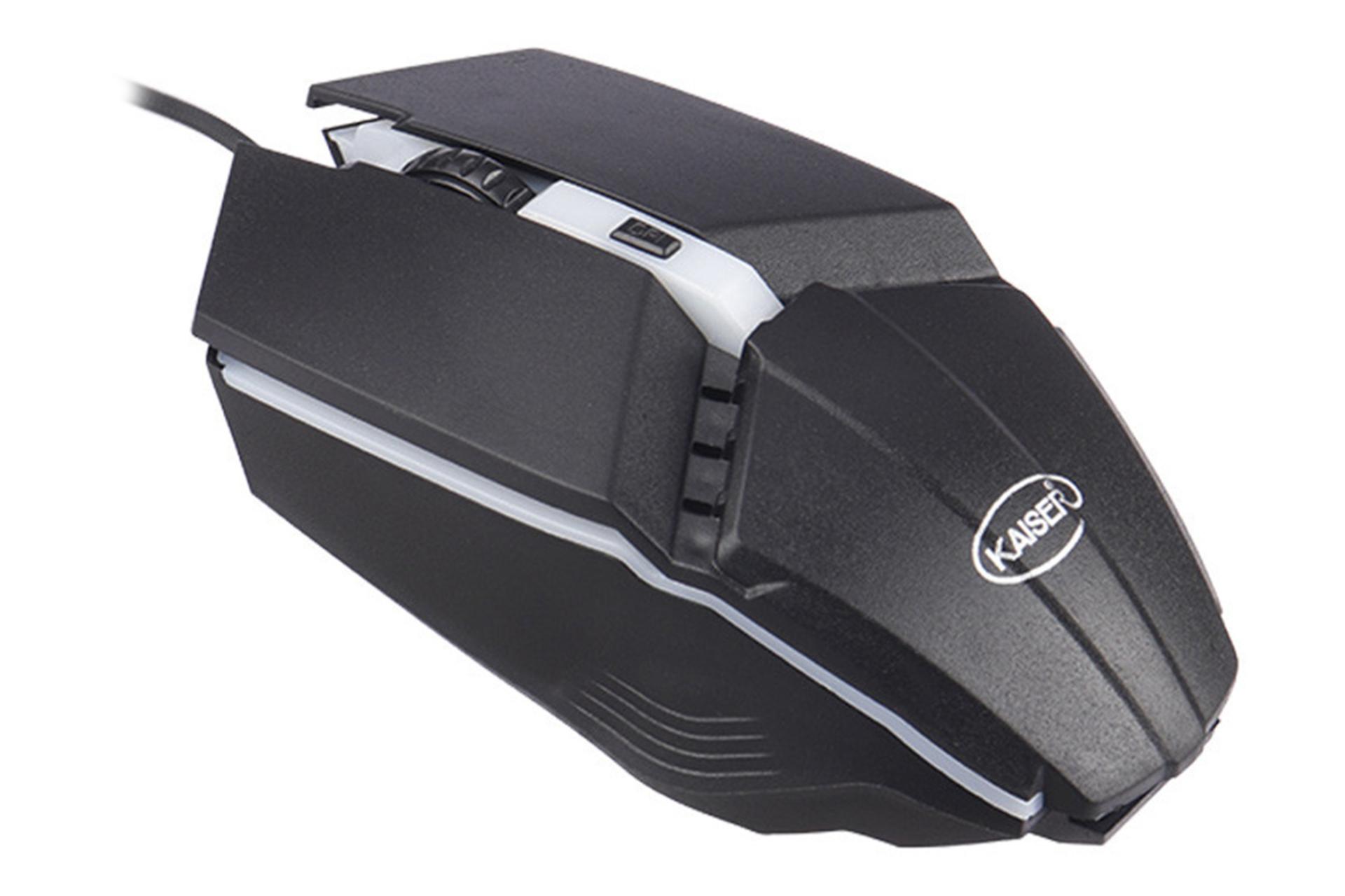 نمای چپ ماوس کایزر KAISER K-G104 و دکمه تغییر حساسیت DPI