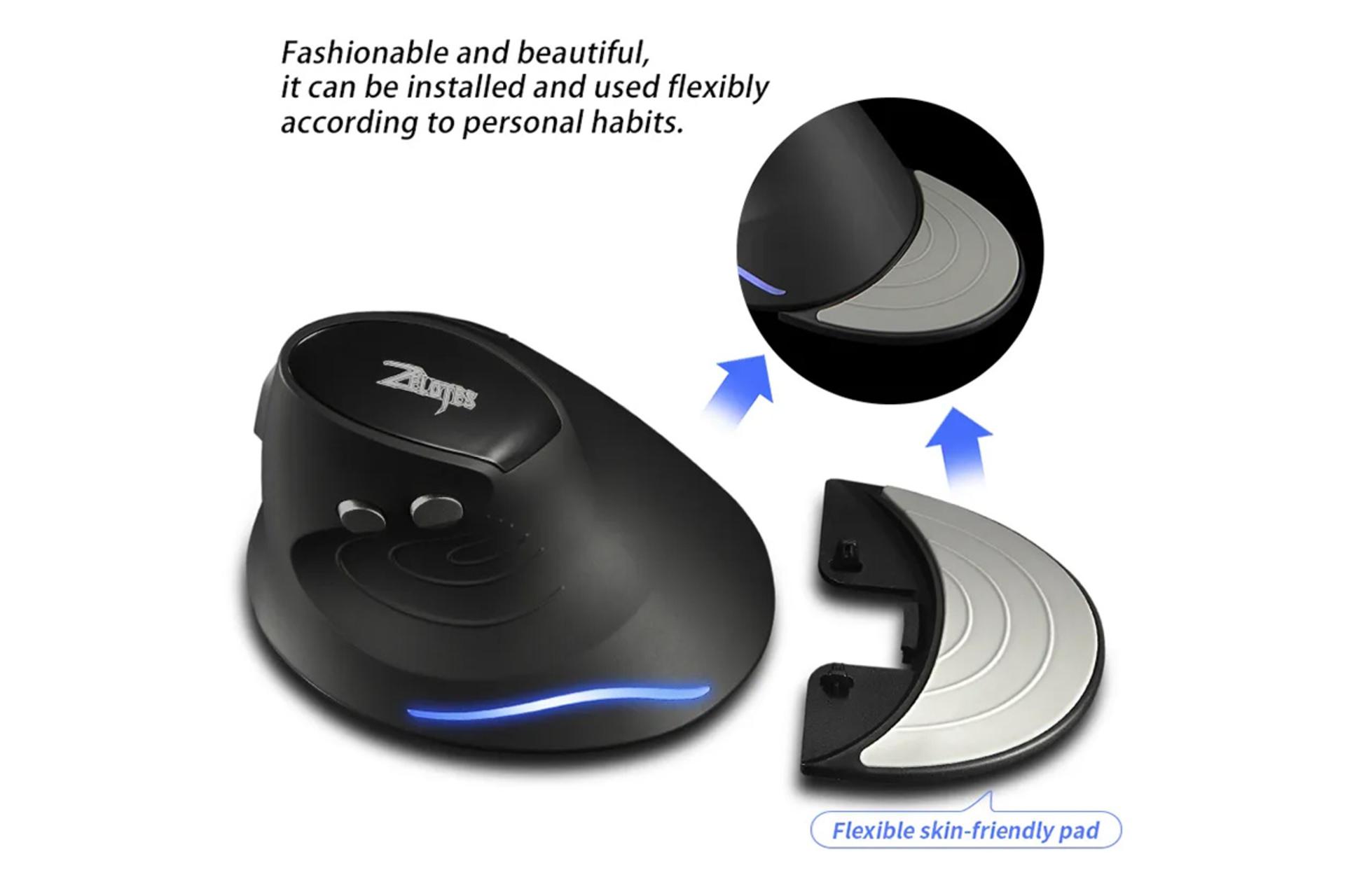 نمای کناری ماوس زیلوتس Zelotes F-17 و پد جدا شونده