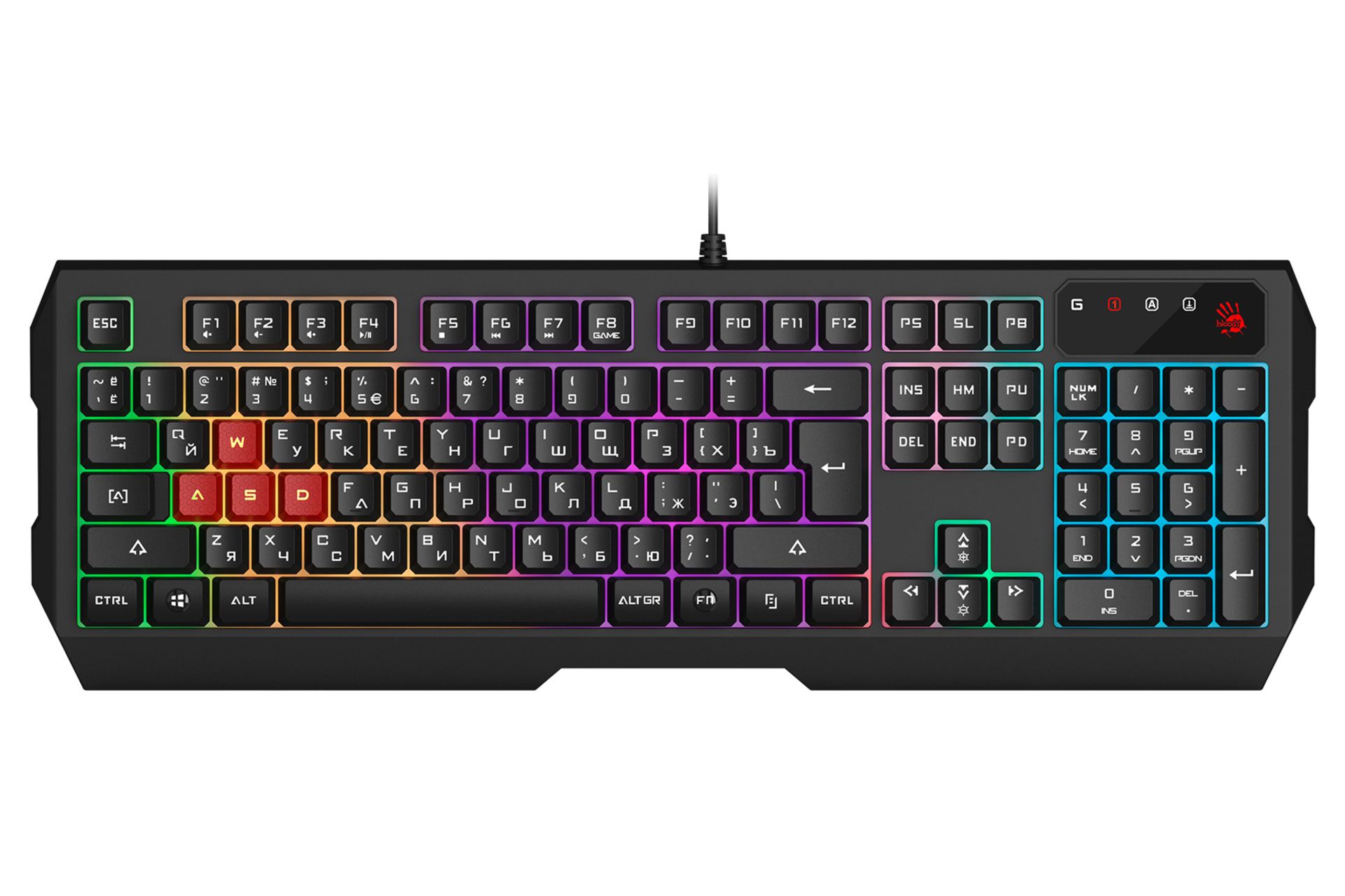 کیبورد ای فورتک Bloody B135N از نمای بالا