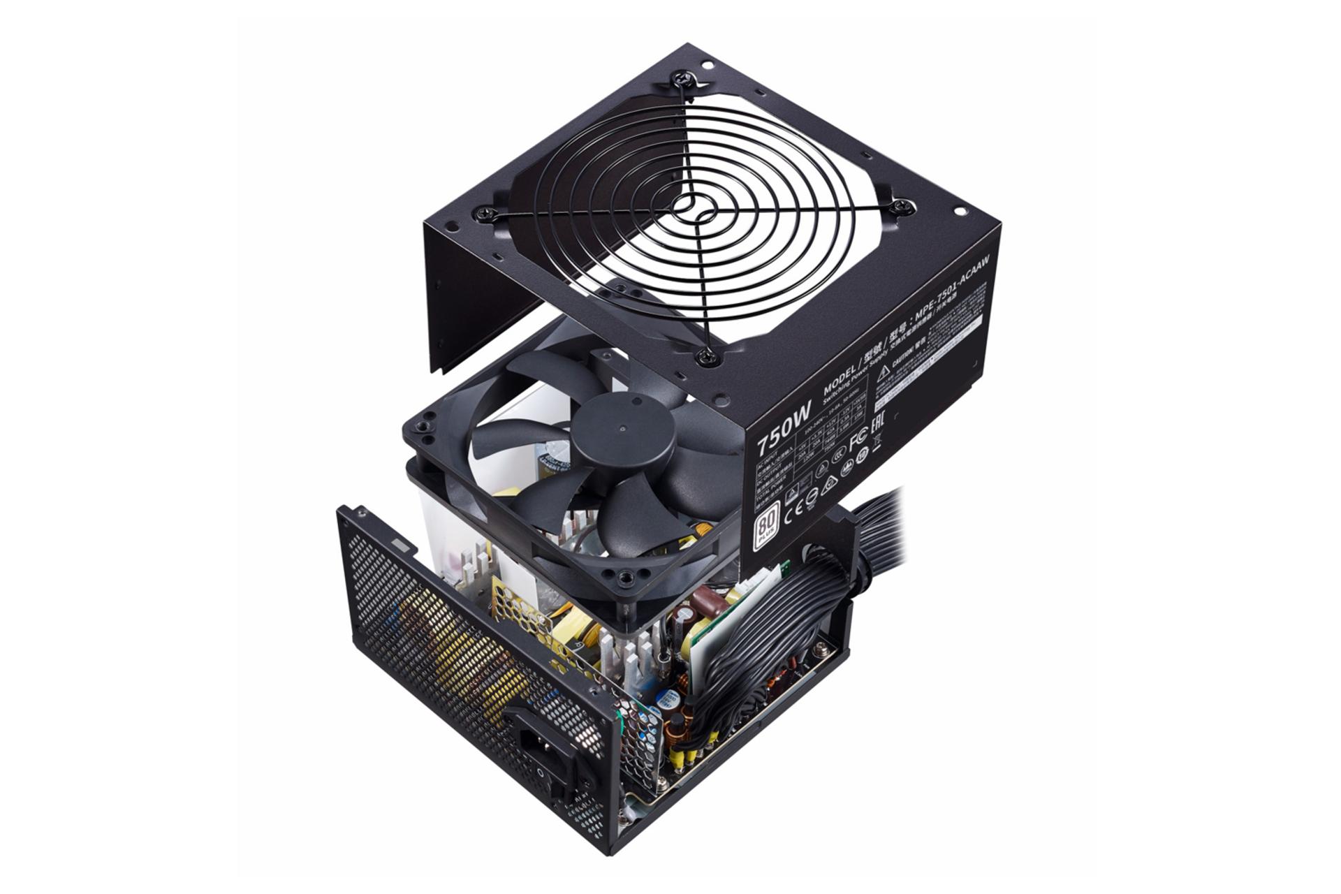 پاور کامپیوتر کولر مستر MWE 750 WHITE - V2 با توان 750 وات نمای داخل