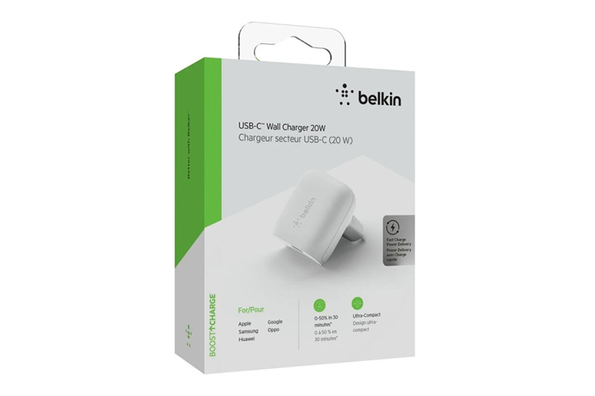 نمای جعبه شارژر دیواری بلکین wca003