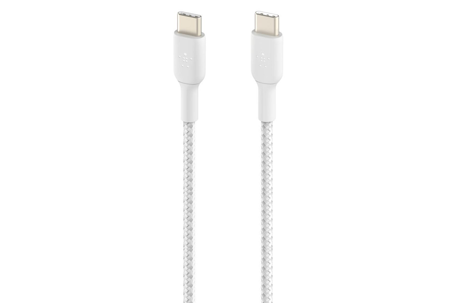کابل شارژ USB بلکین Type-C به Type-C مدل BoostCharge Braided CAB004 با طول 2 متر سفید
