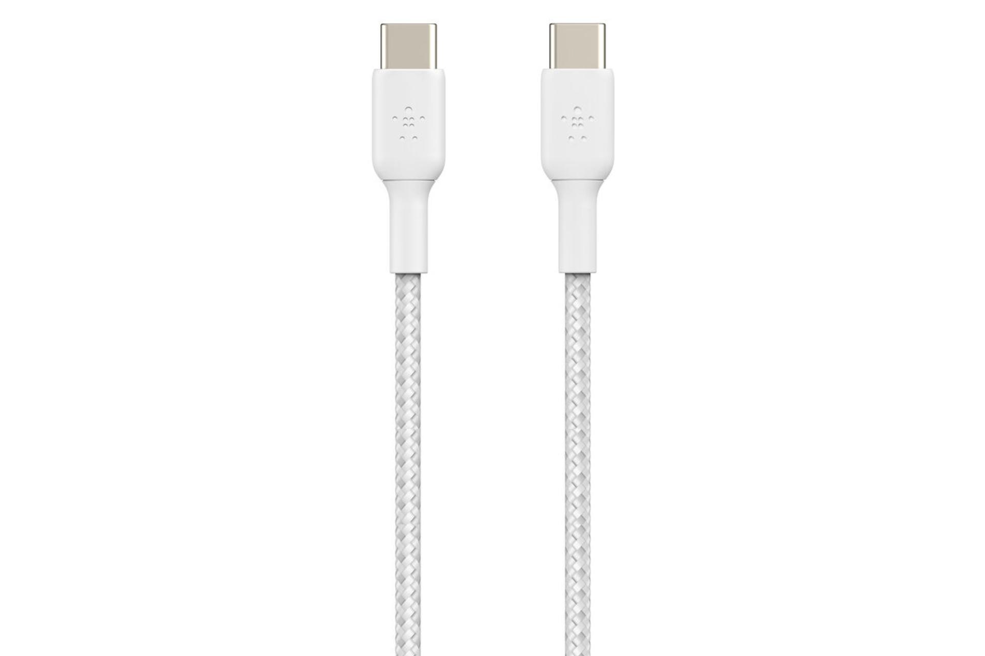 کانکتور و اتصال کابل شارژ USB بلکین Type-C به Type-C مدل BoostCharge Braided CAB004 با طول 2 متر