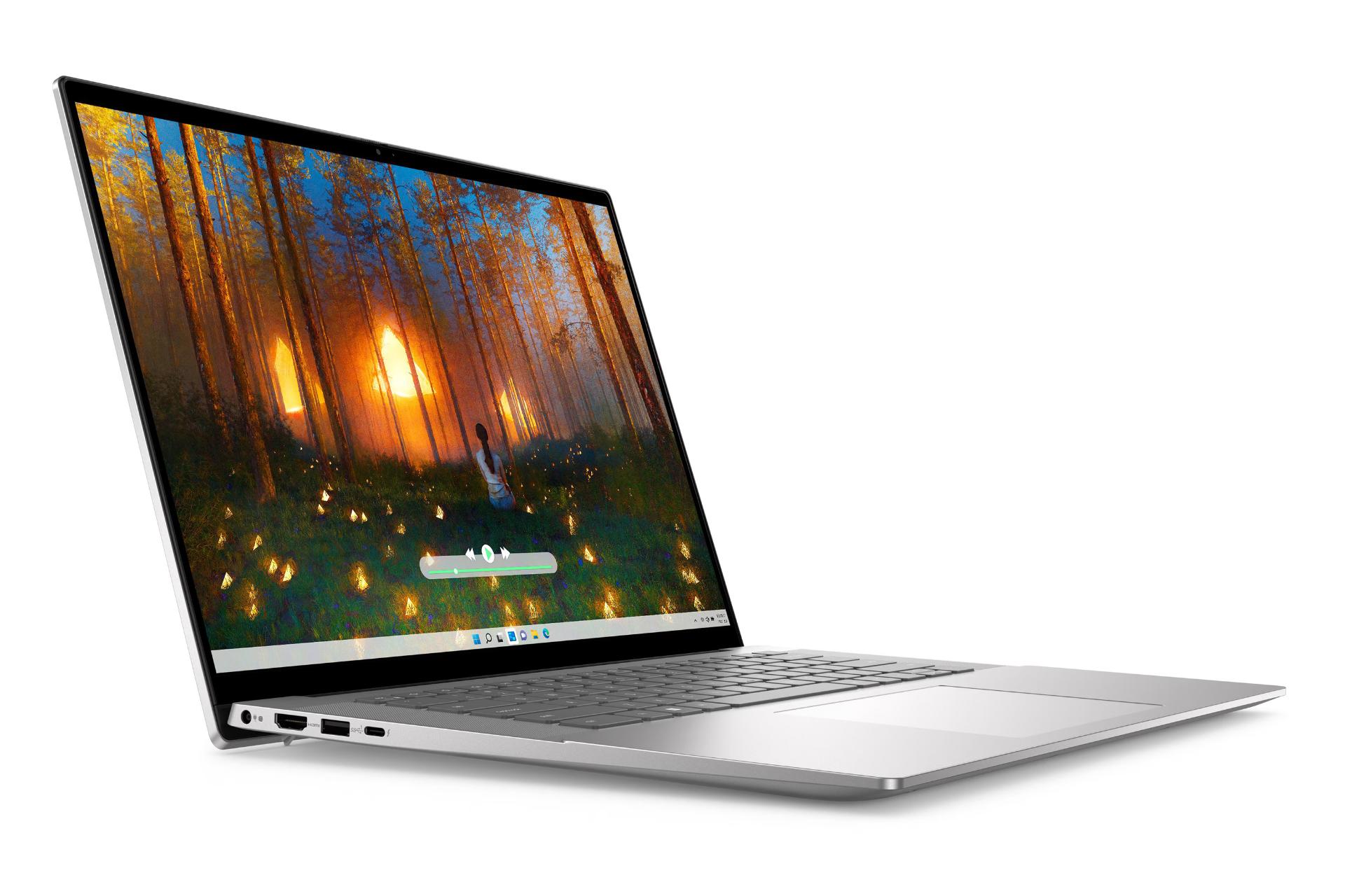 لپ تاپ دل Dell Inspiron 16 5630 نمای چپ صفحه نمایش روشن و درگاه ها