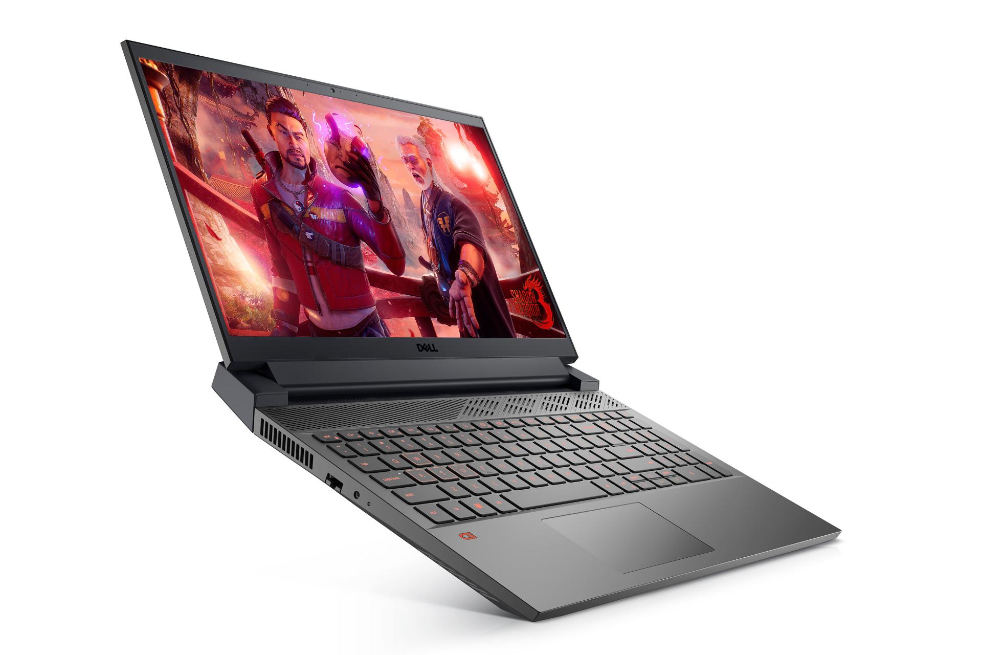 لپ تاپ دل Dell Gaming G15 5525 نمای چپ و صفحه نمایش روشن