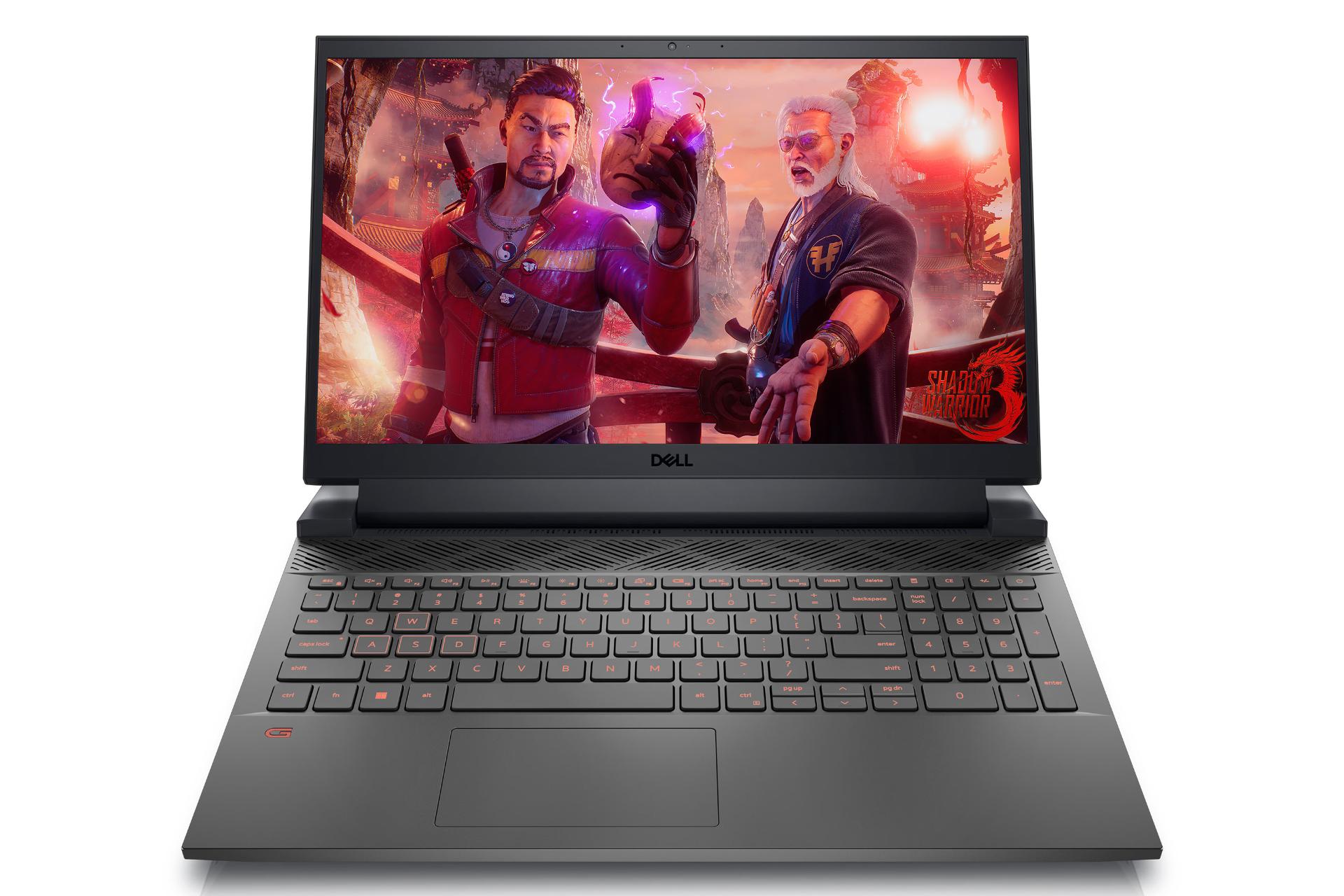 لپ تاپ دل Dell Gaming G15 5525 نمای جلو و صفحه نمایش روشن