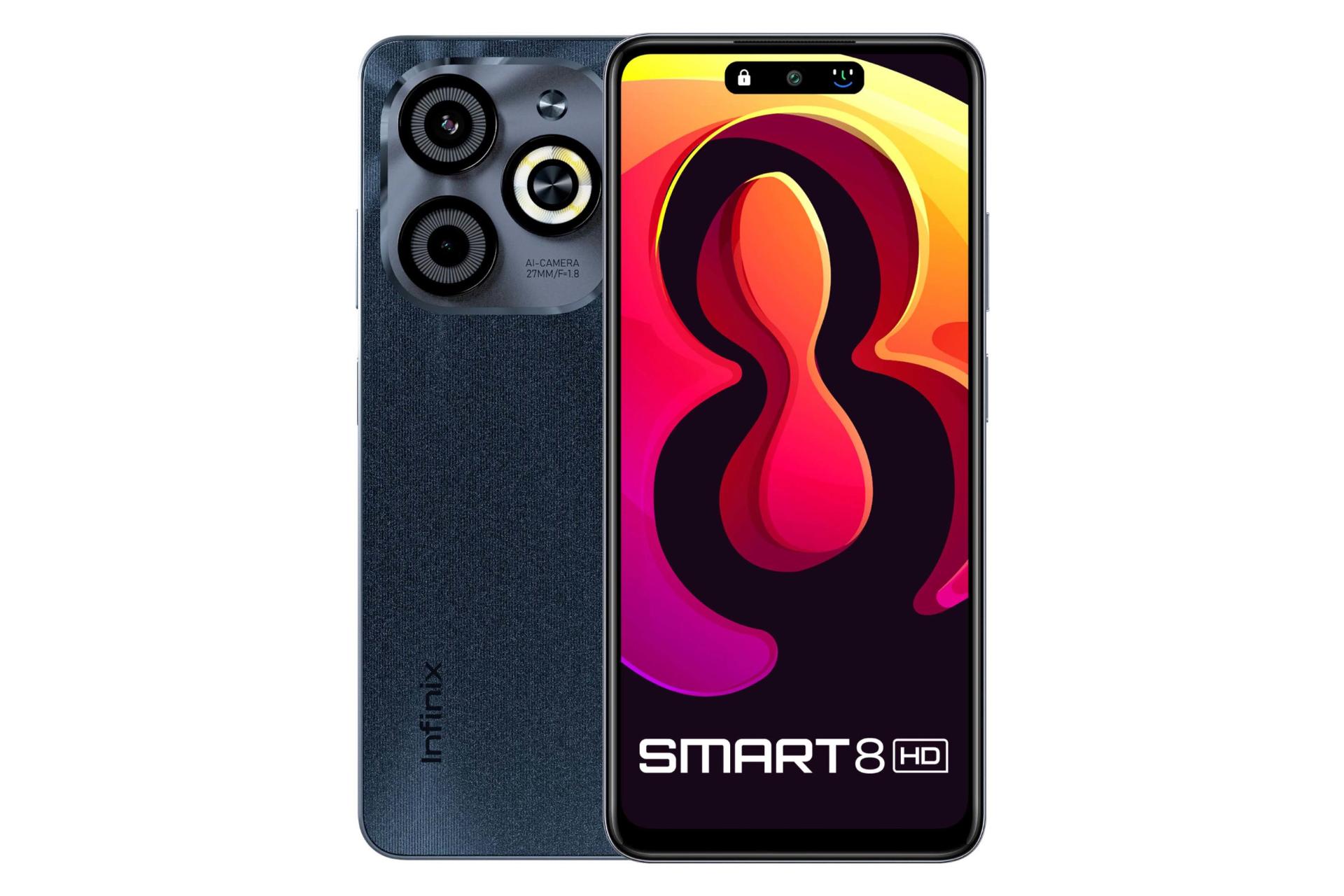 پنل جلو و پشت و چینش دوربین گوشی موبایل اسمارت 8 HD اینفینیکس / Infinix Smart 8 HD مشکی