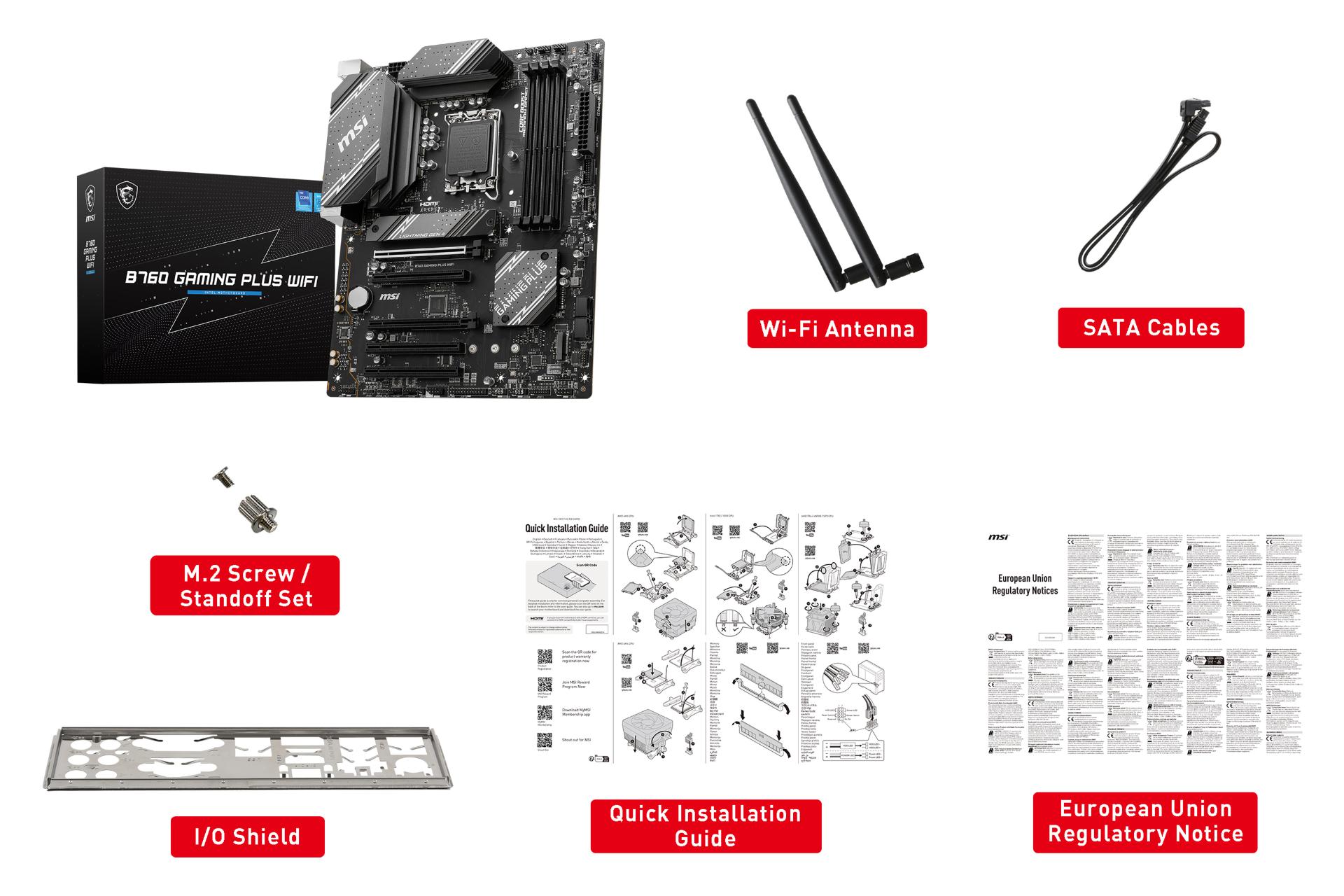 اقلام همراه مادربرد ام اس آی MSI B760 GAMING PLUS WIFI