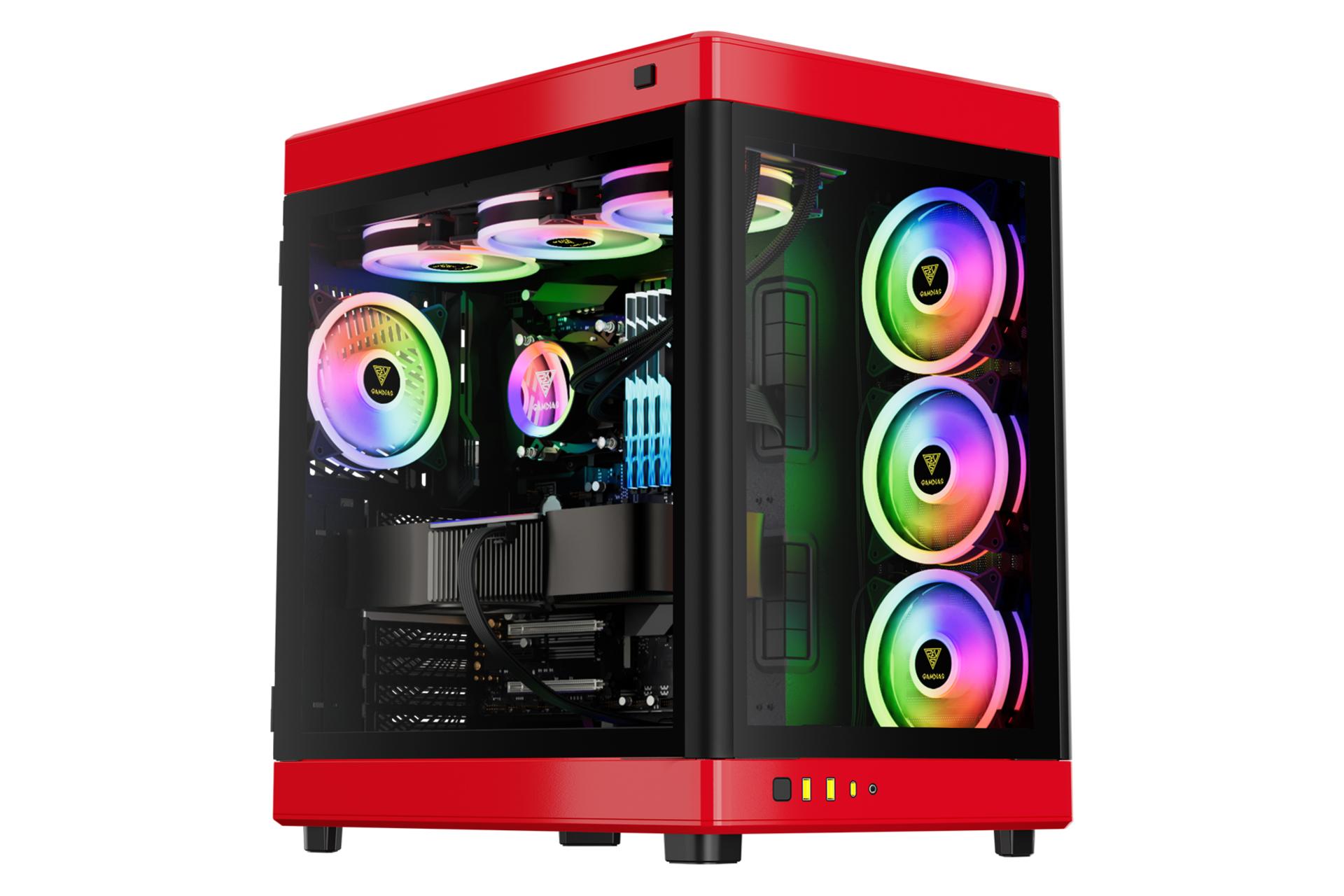 کیس کامپیوتر گیم دیاس NESO P1 رنگ قرمز مشکی