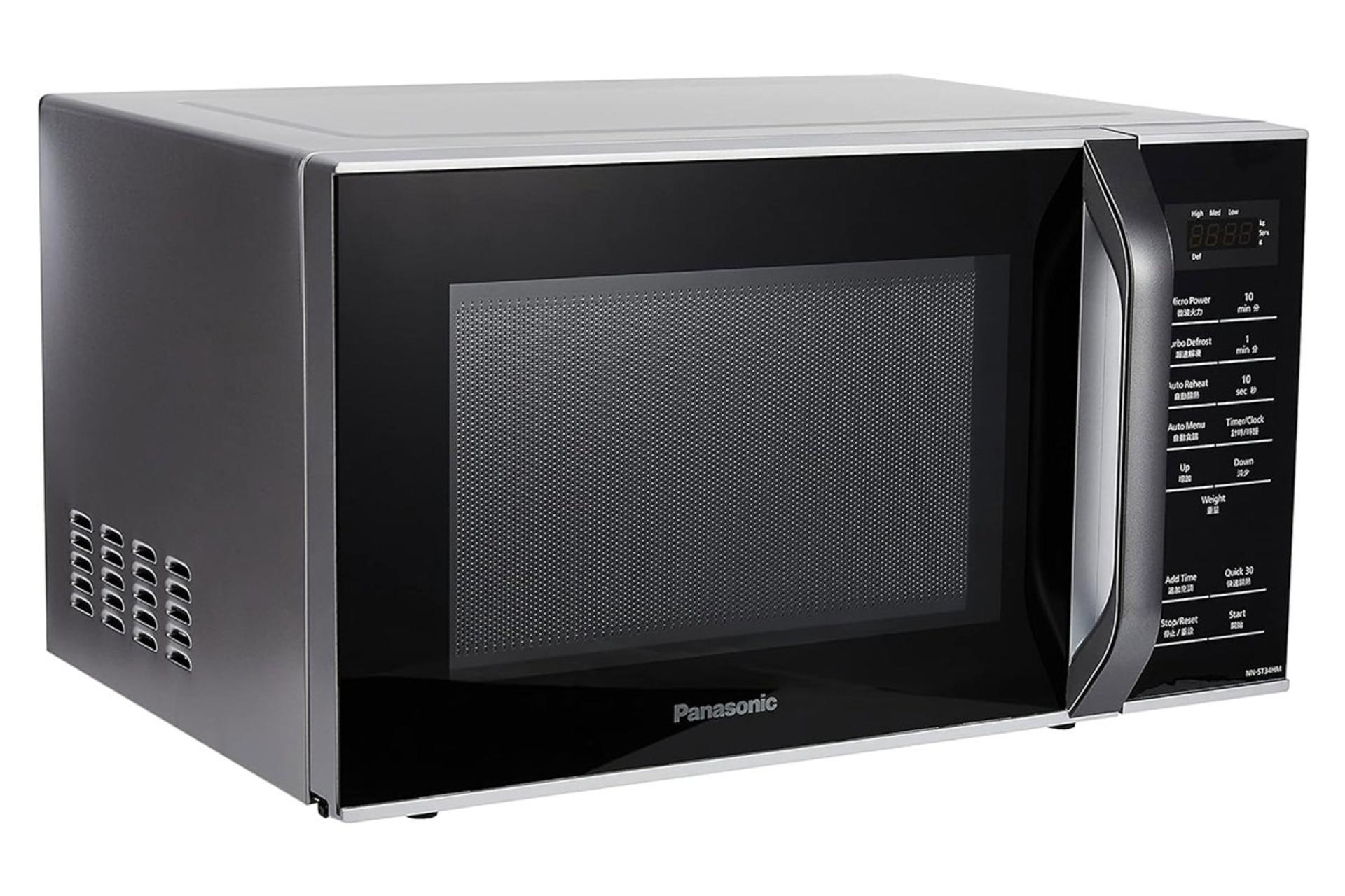 مرجع متخصصين ايران مايكروويو پاناسونيك Panasonic NN-ST34HM نماي چپ رنگ نقره اي