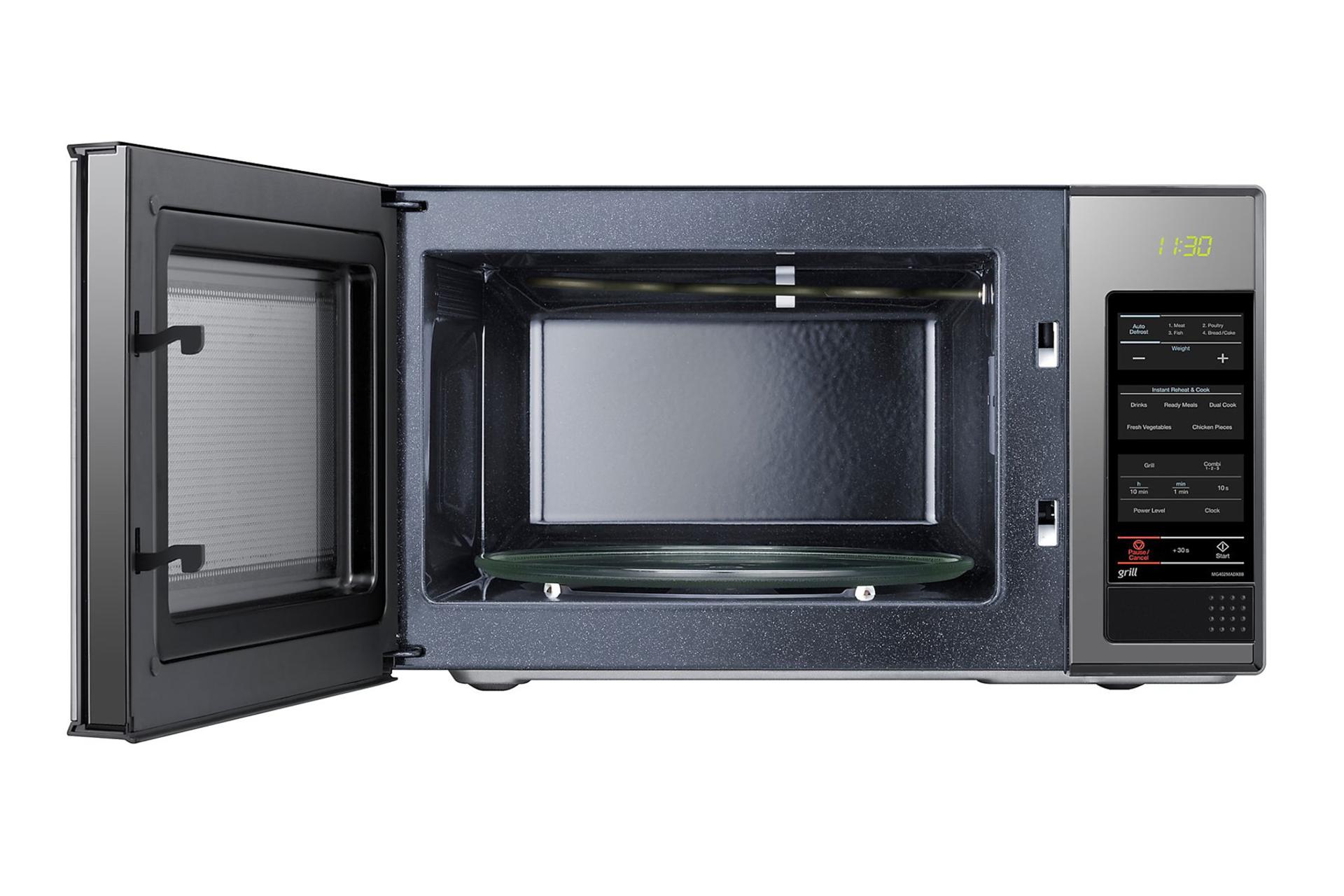 مایکروویو سامسونگ Samsung MG402MADXBB درب باز شده نمای داخل