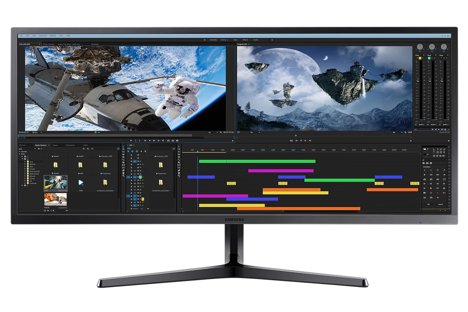 نمای جلو و لوگوی مانیتور سامسونگ 34 اینچ مدل LS34J550WQMXUE