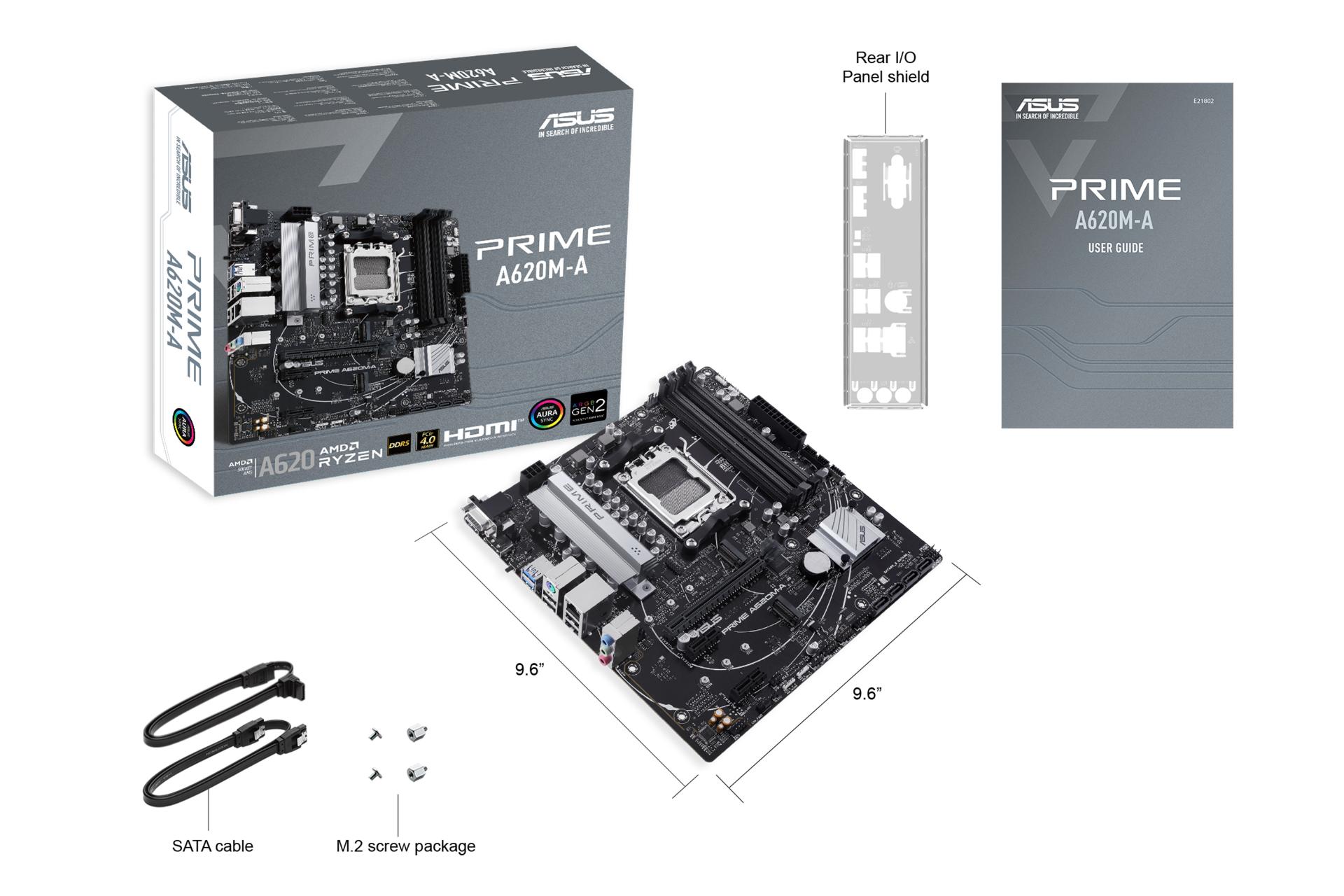 جعبه و اقلام همراه مادربرد ایسوس ASUS PRIME A620M-A