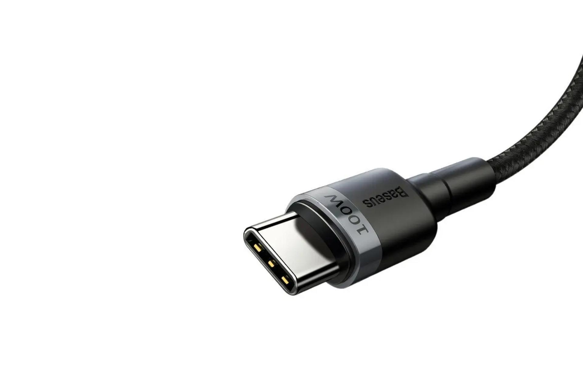 کانکتور و اتصال کابل شارژ USB باسئوس Type-C به Type-C مدل Cafule 100w با طول 1.2 متر