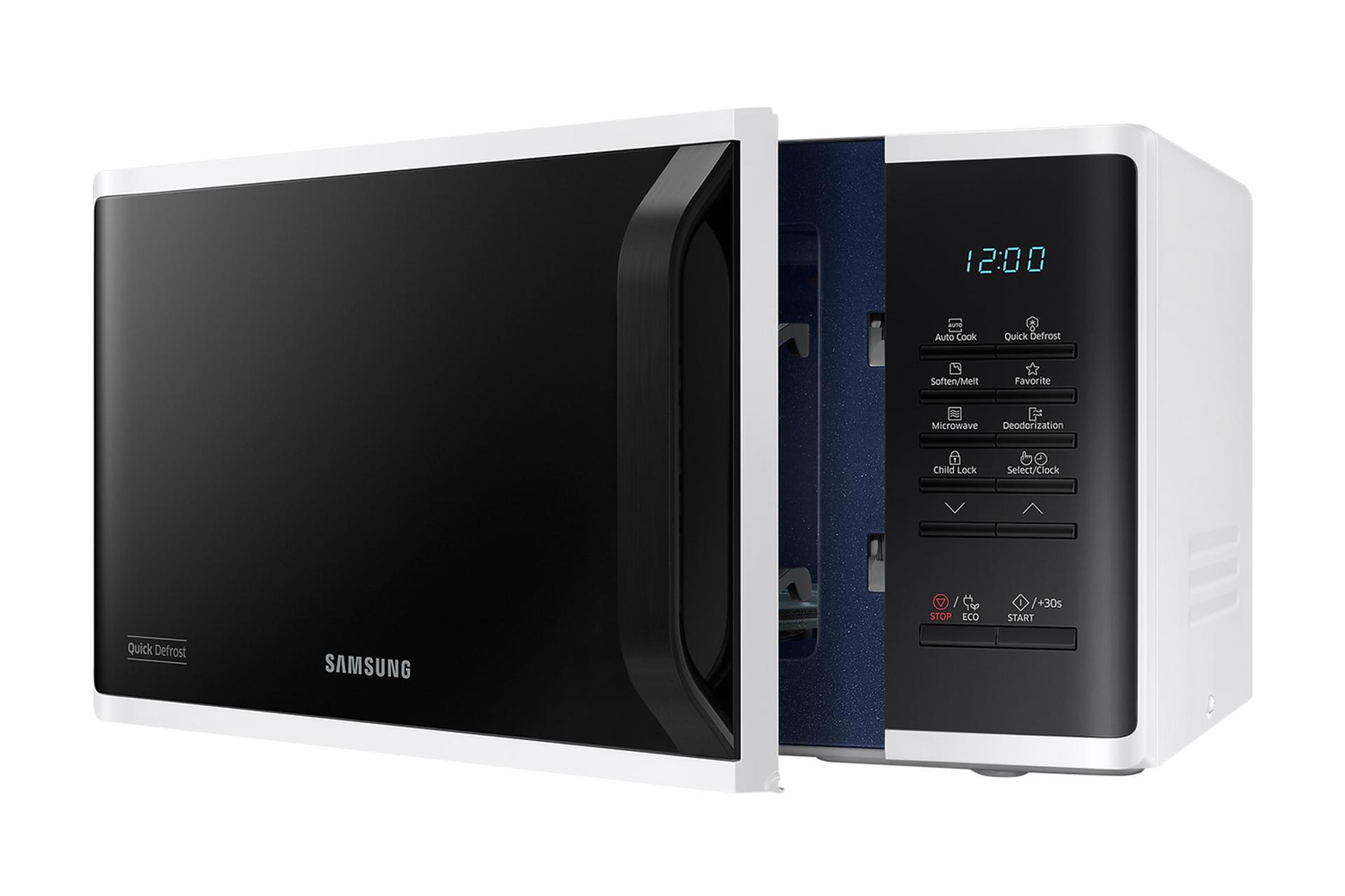 مایکروویو سامسونگ Samsung MS23K3513AW نمای جلو درب باز شده