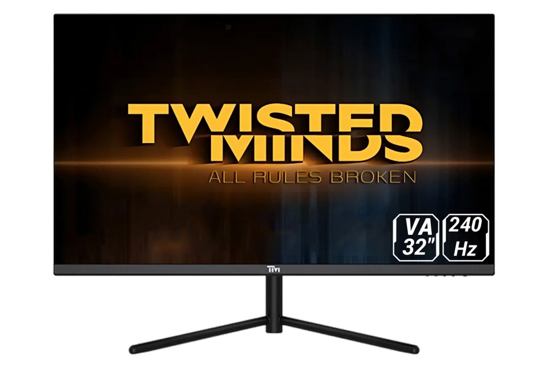 نمای جلو و لوگوی مانیتور تویستد مایندز 32 اینچ مدل TM32QHD240VA