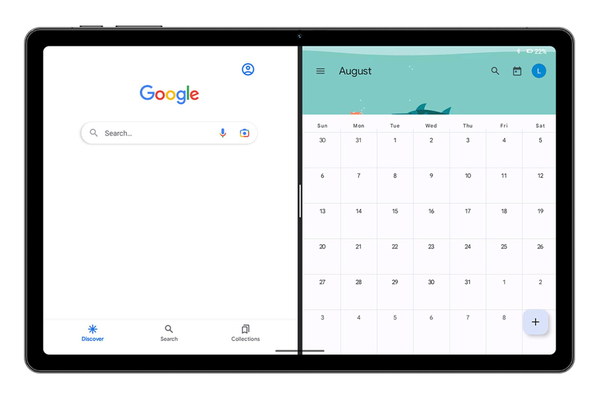 پنل جلوی تبلت اومی دیجی A15 تب با تمرکز روی صفحه نمایش و دوربین سلفی