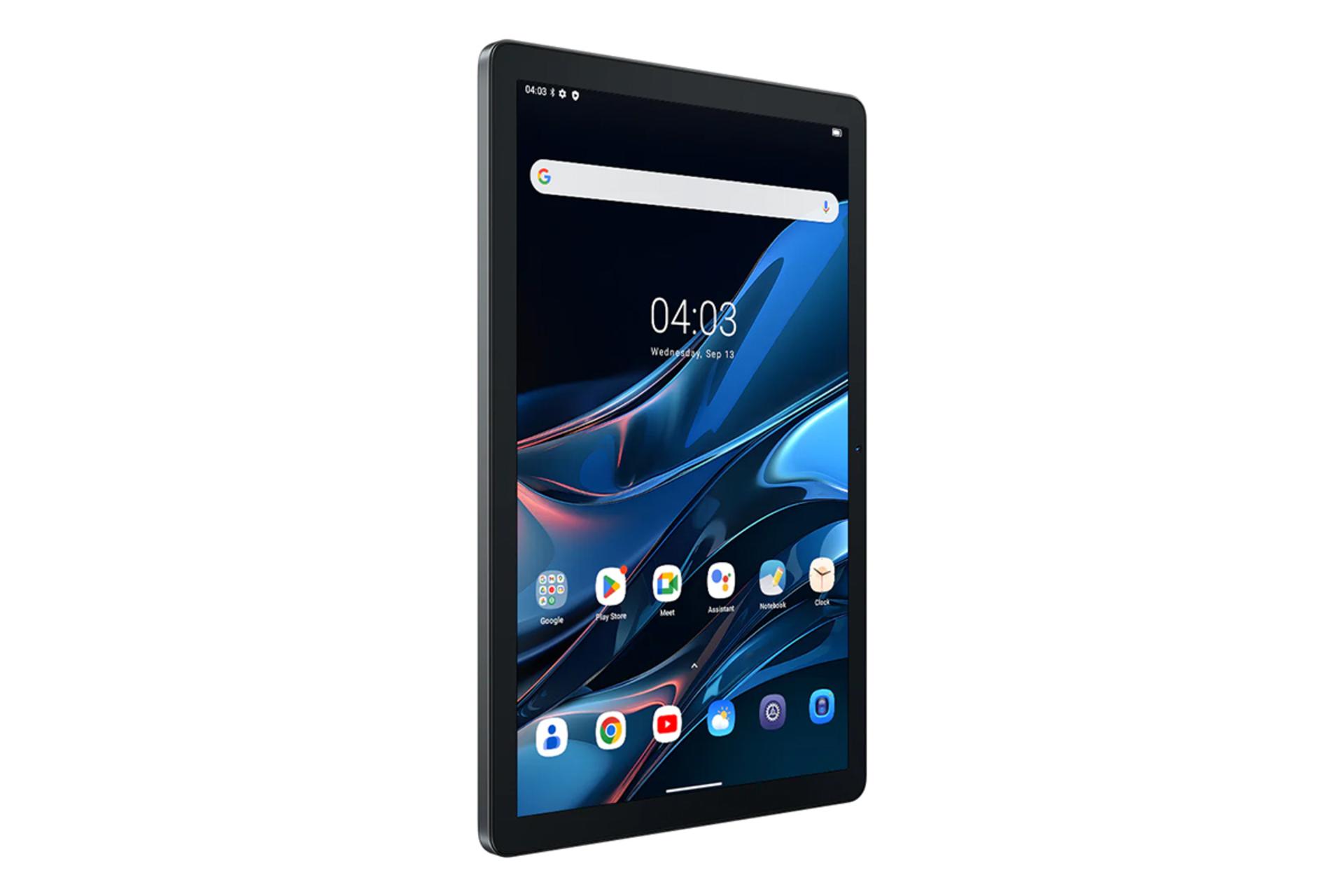 نمای نیمرخ تبلت تب 10 وای فای بلک ویو با صفحه نمایش روشن و نمایش لبه سمت چپ دستگاه رنگ خاکستری