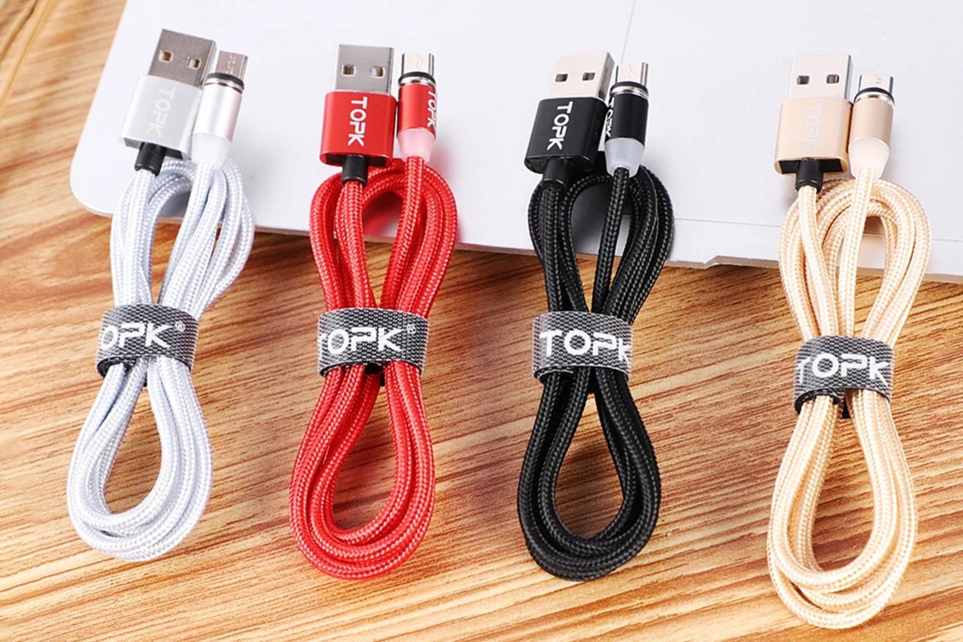 رنگ بندی کابل شارژ USB تاپکی Type-A به Type-C+Micro-USB+Lightning مدل AM23 3in1 با طول 1 متر