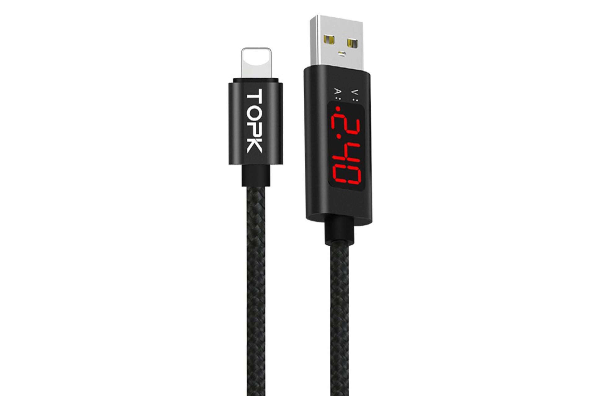 کابل شارژ USB تاپکی Type-A به Lightning مدل AC27 با طول 1 متر مشکی