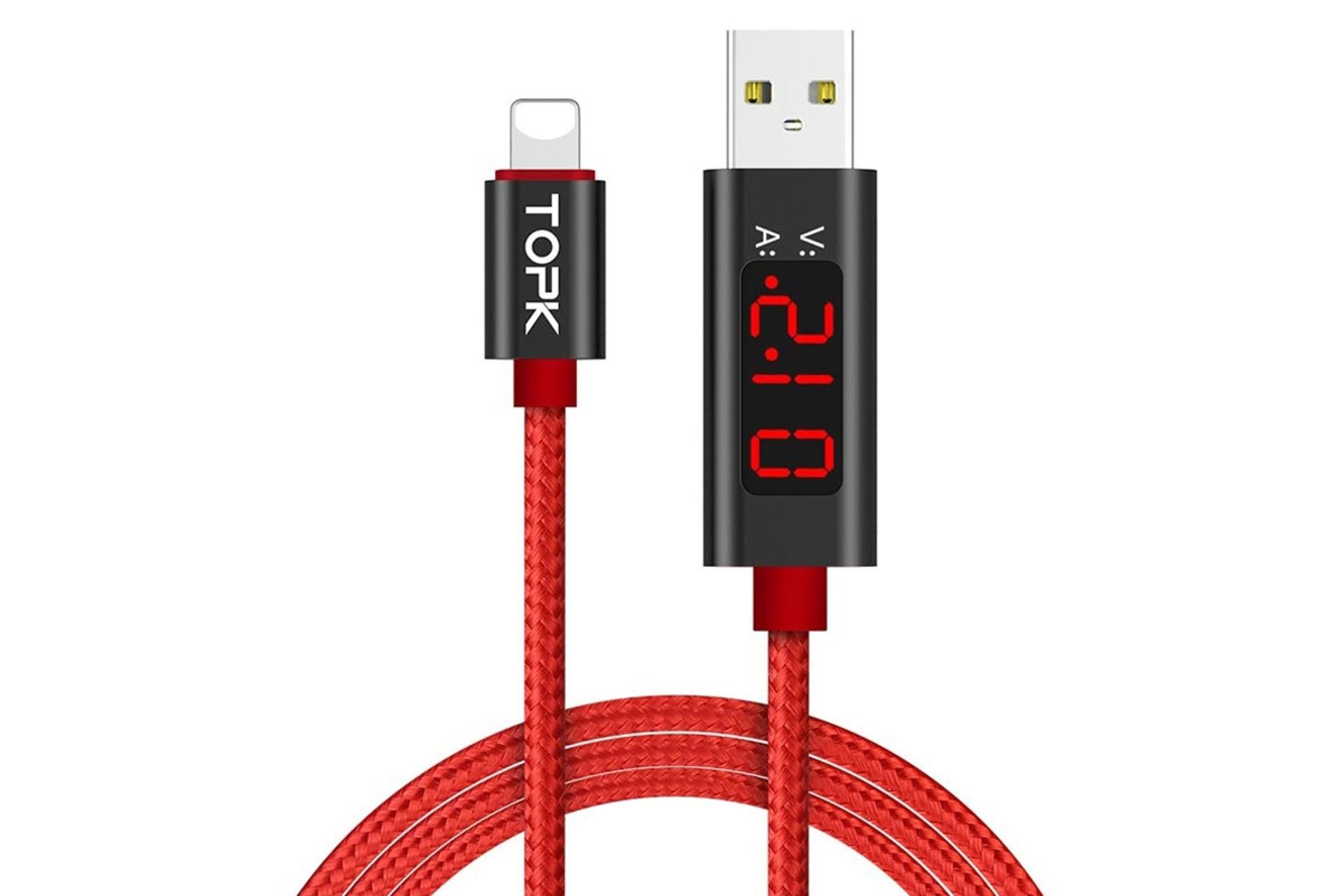 کابل شارژ USB تاپکی Type-A به Lightning مدل AC27 با طول 1 متر قرمز