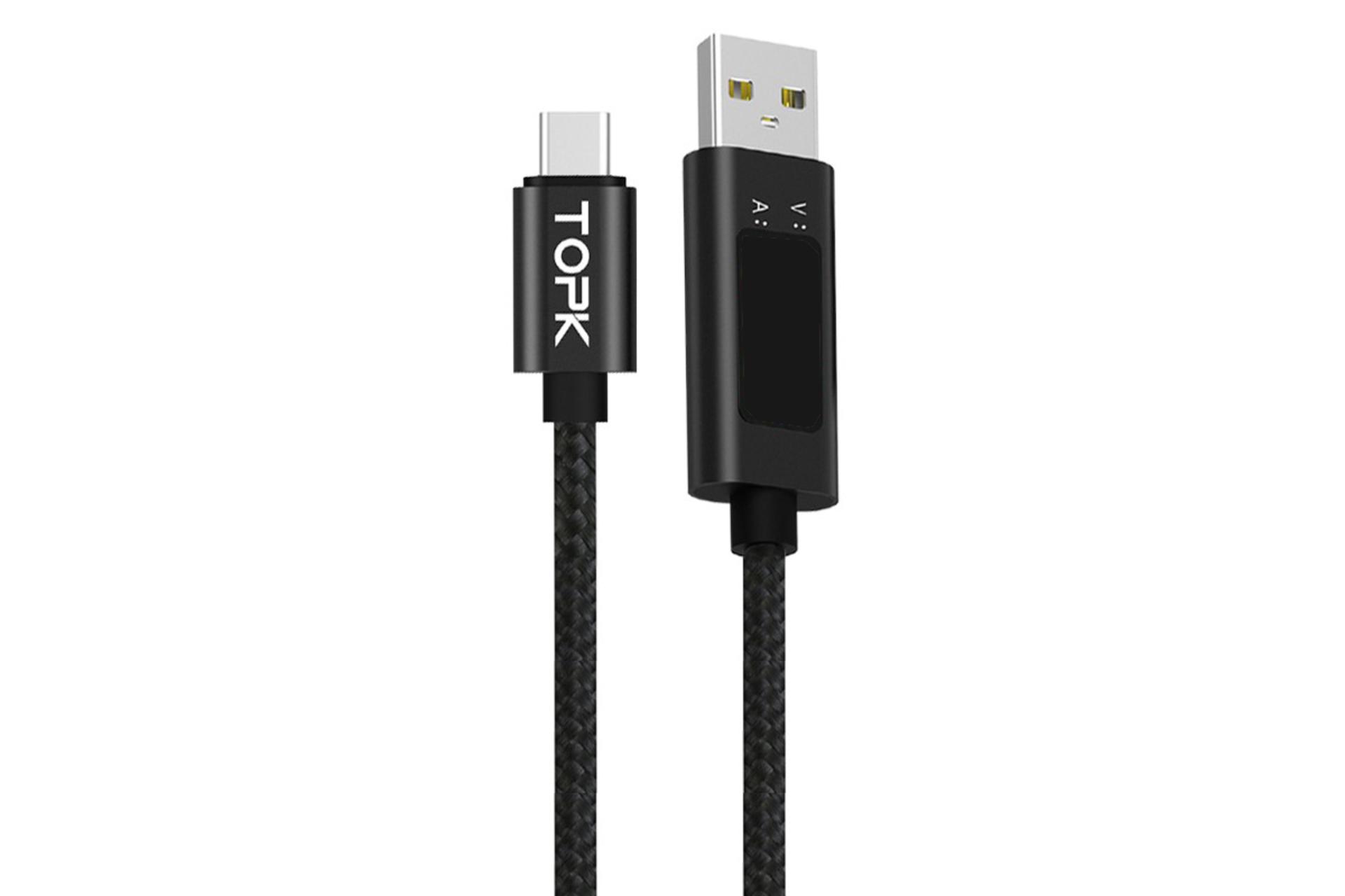 کابل شارژ USB تاپکی Type-A به Type-C مدل AC27 با طول 1 متر مشکی