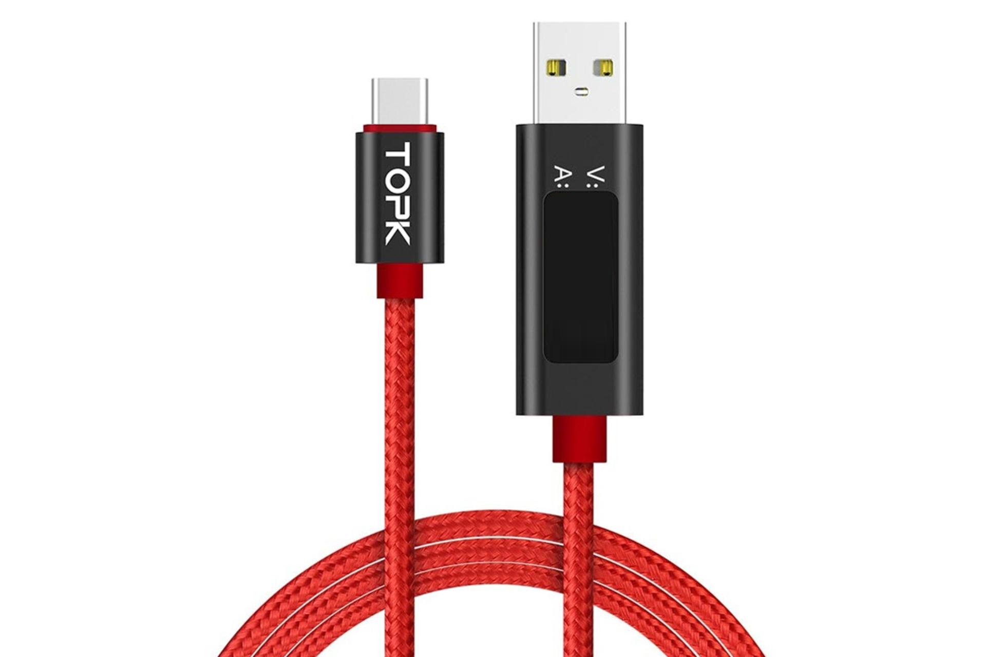 کابل شارژ USB تاپکی Type-A به Type-C مدل AC27 با طول 1 متر قرمز