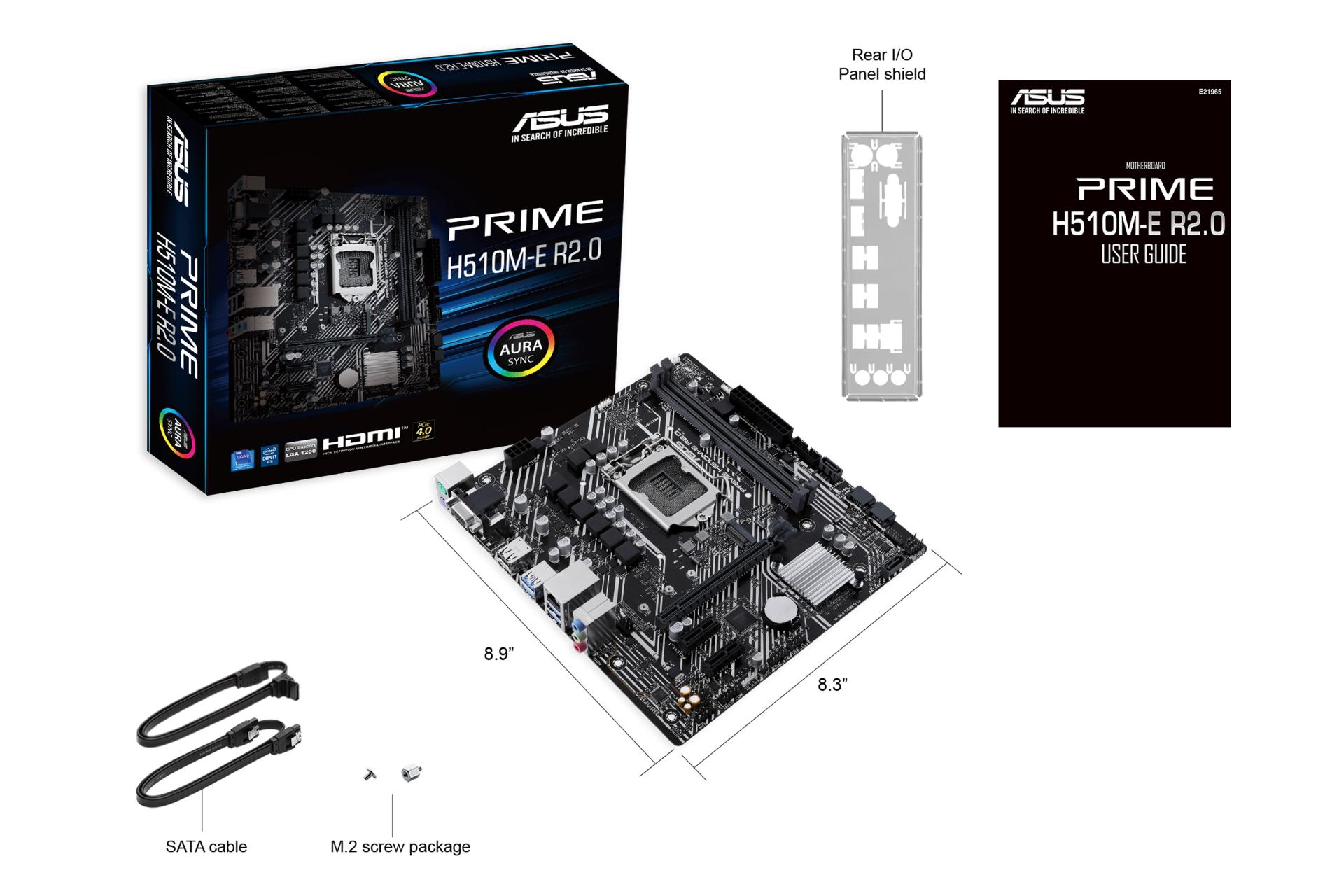 جعبه و اقلام همراه مادربرد ایسوس ASUS PRIME H510M-E R2.0