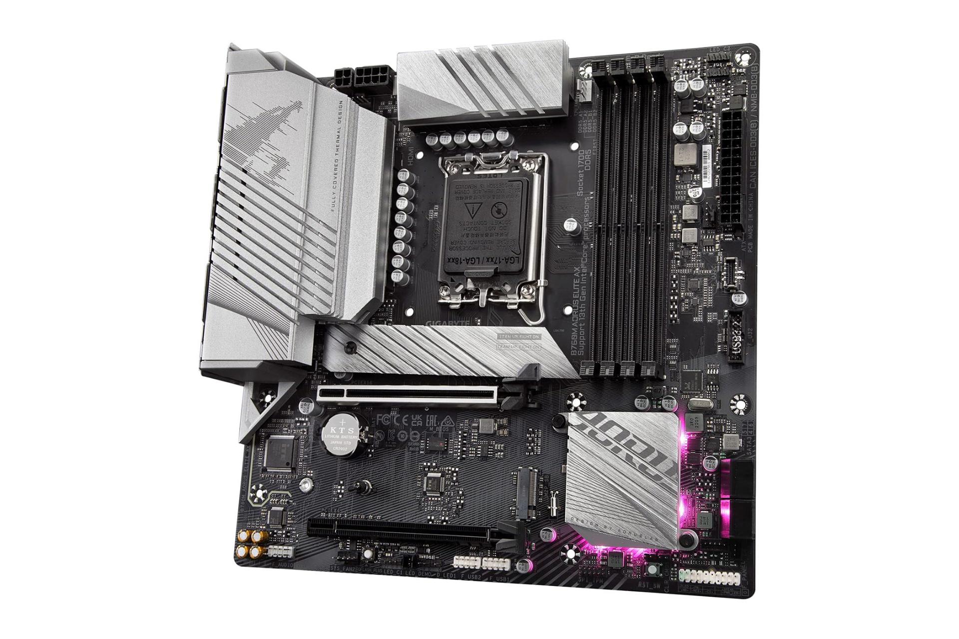 نمای کناری مادربرد گیگابایت GIGABYTE B760M AORUS ELITE AX (rev. 1.x)