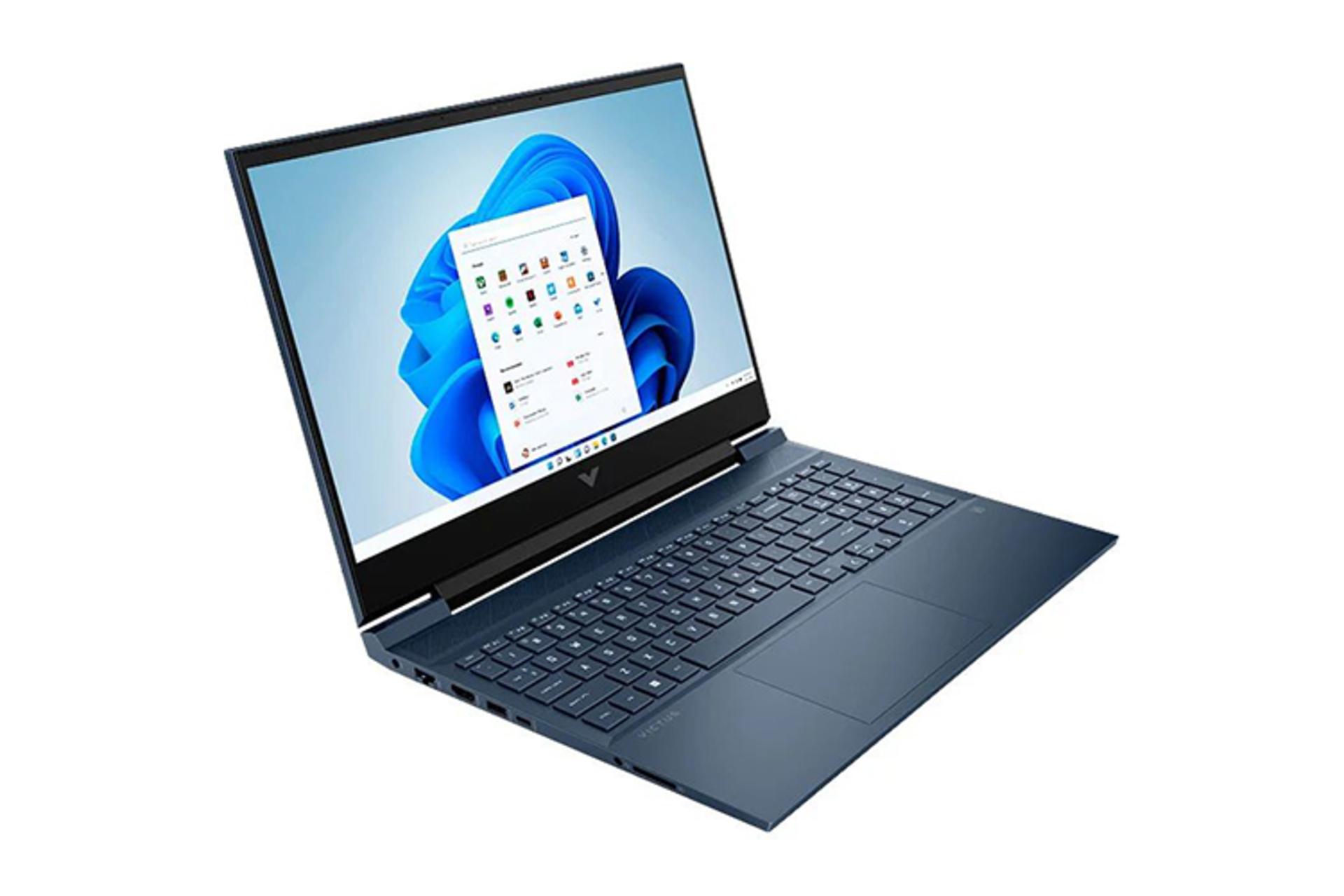 لپ تاپ اچ پی HP Victus 16-D1054NE نمای چپ صفحه نمایش روشن