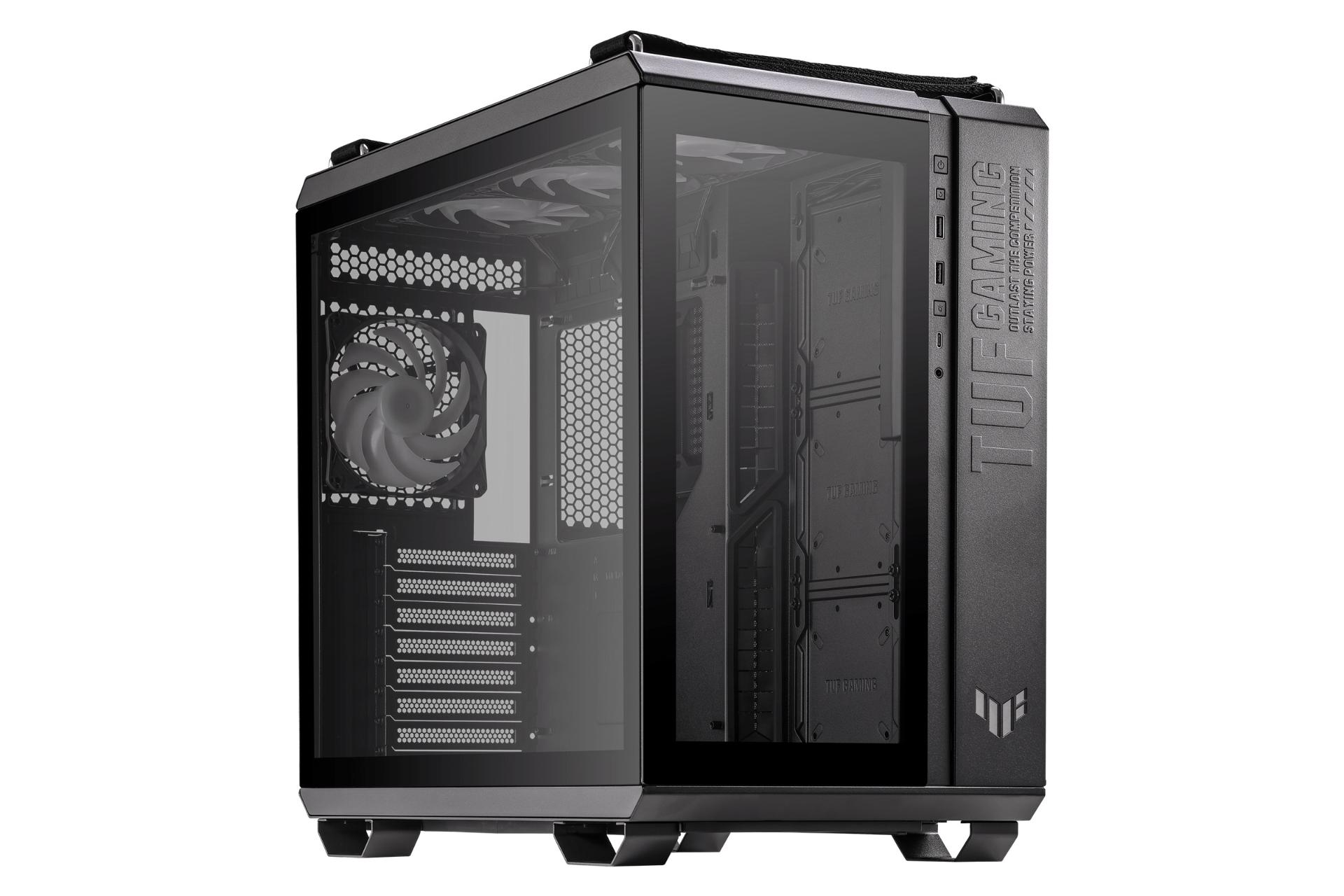 مرجع متخصصين ايران نماي سمت چپ و پنل شيشه اي كيس كامپيوتر ايسوس TUF Gaming GT502 PLUS
