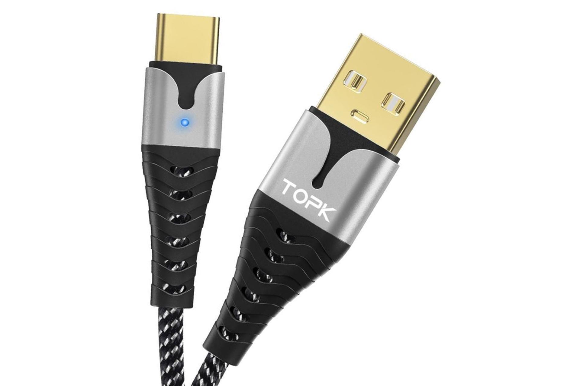 کابل شارژ USB تاپکی Type-A به Type-C مدل AN83 با طول 1 متر خاکستری