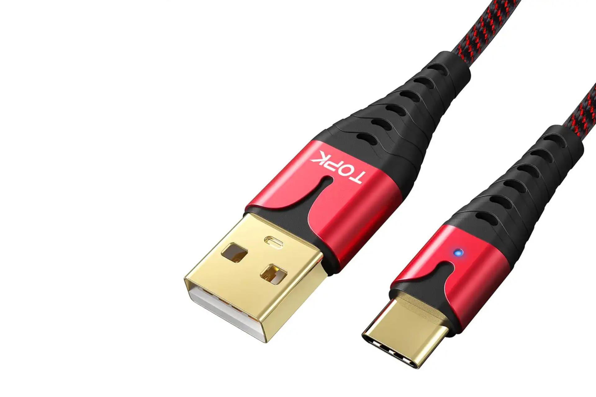 کابل شارژ USB تاپکی Type-A به Type-C مدل AN83 با طول 1 متر قرمز