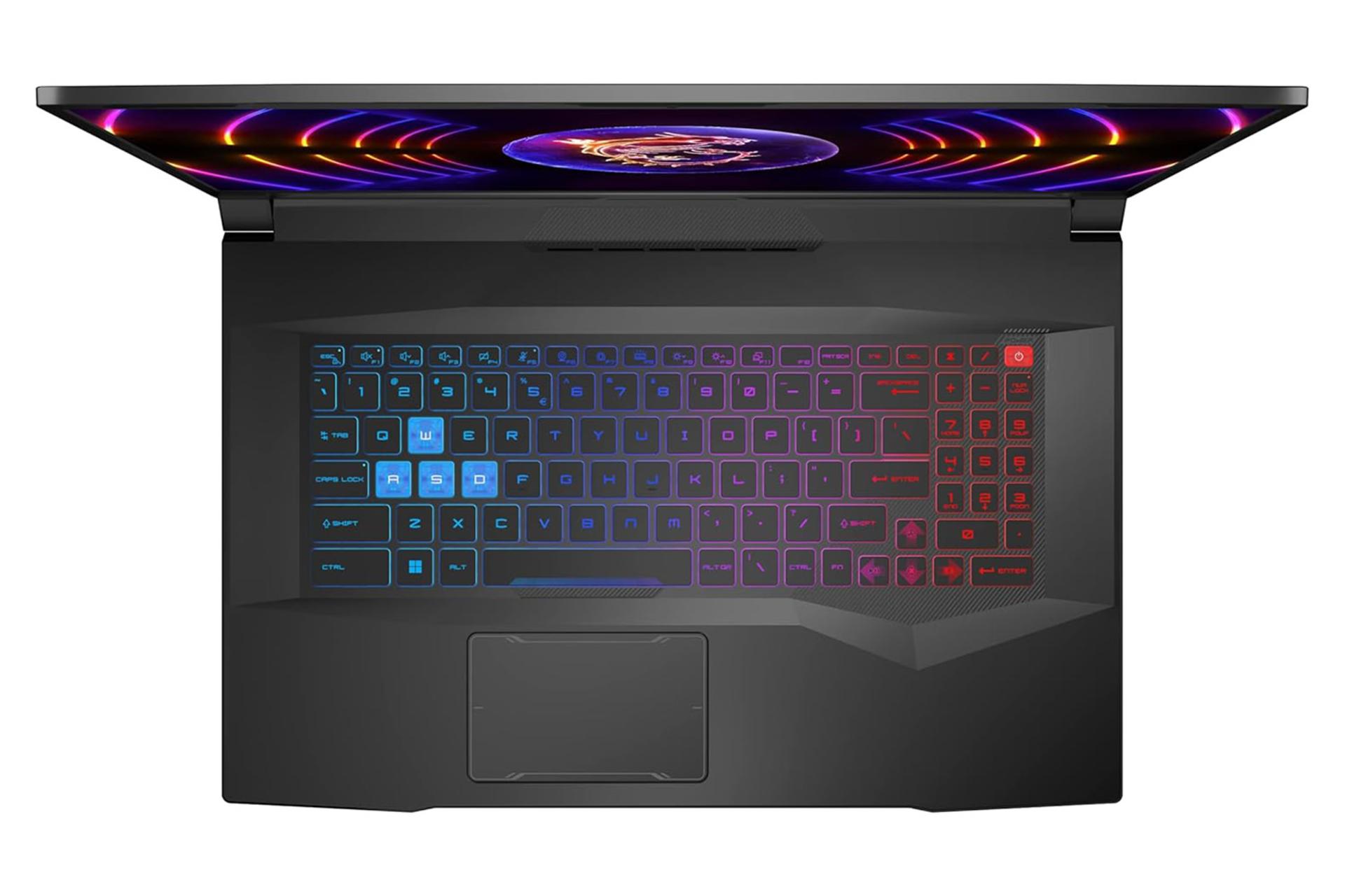 لپ تاپ ام اس آی MSI Pulse 17 B13V نمای بالا و کیبورد