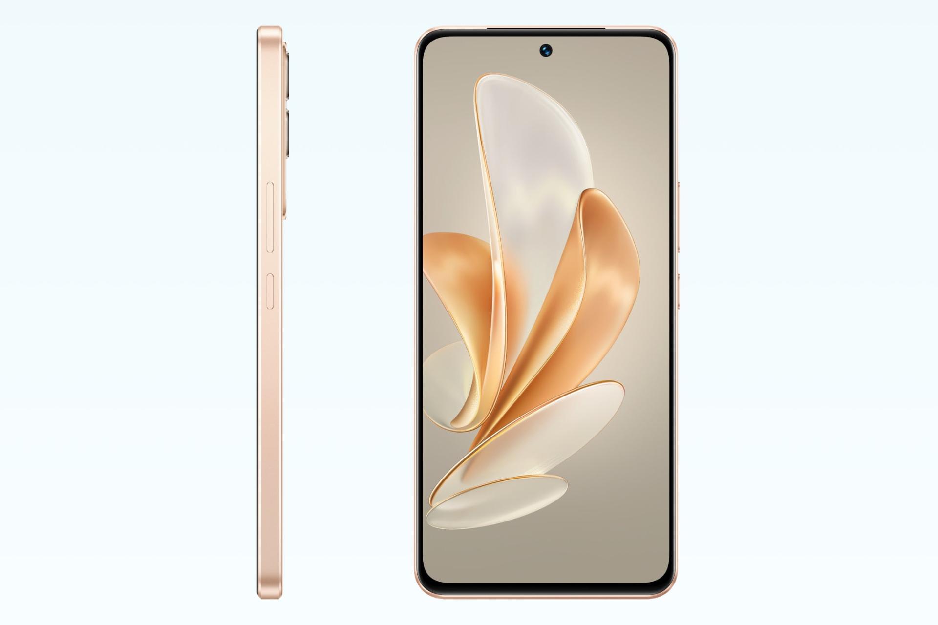 صفحه نمایش و لبه کناری گوشی موبایل V30 لایت ویوو طلایی / vivo V30 Lite