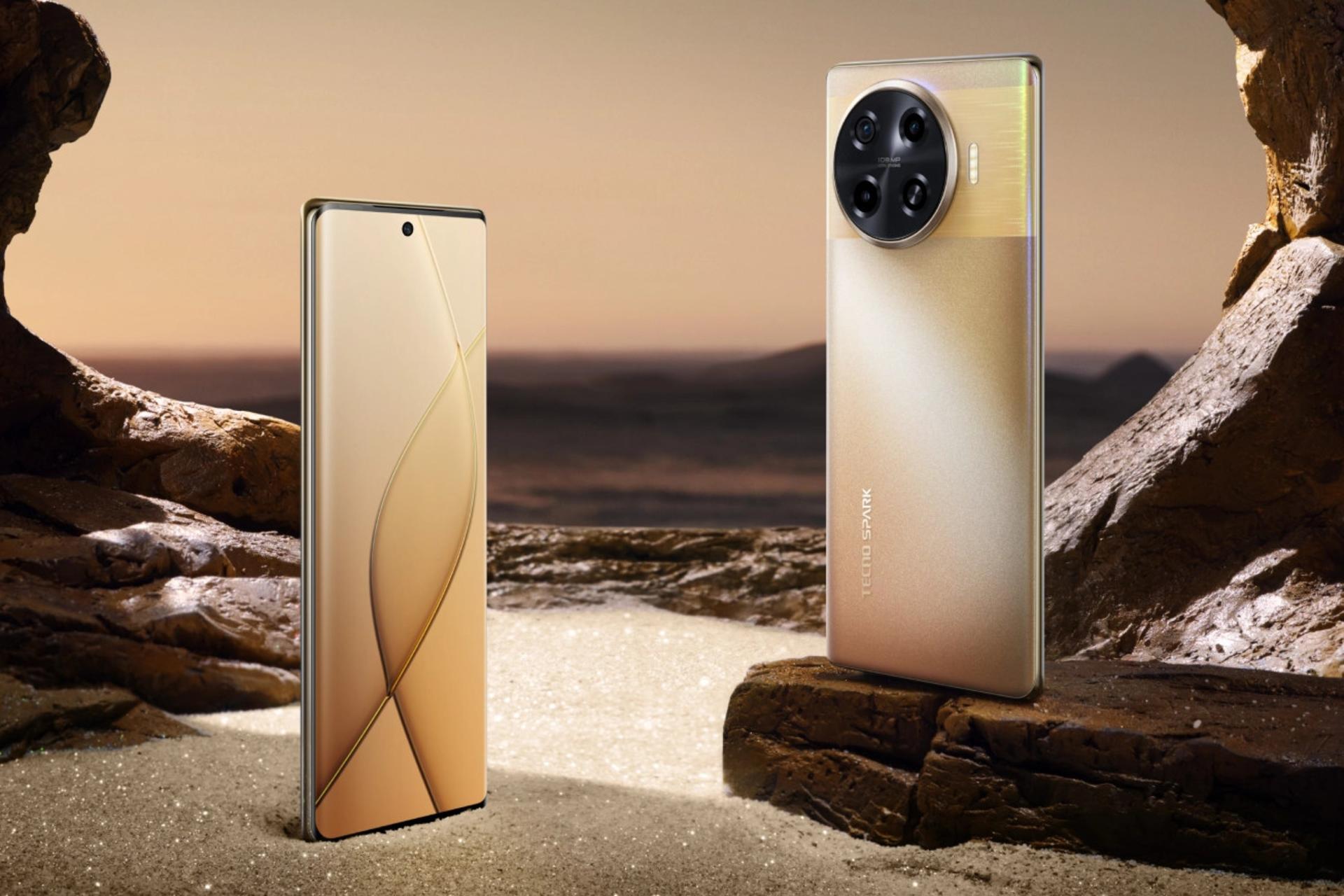 صفحه نمایش و چینش دوربین گوشی موبایل اسپارک 20 پرو پلاس تکنو طلایی / Tecno Spark 20 Pro Plus