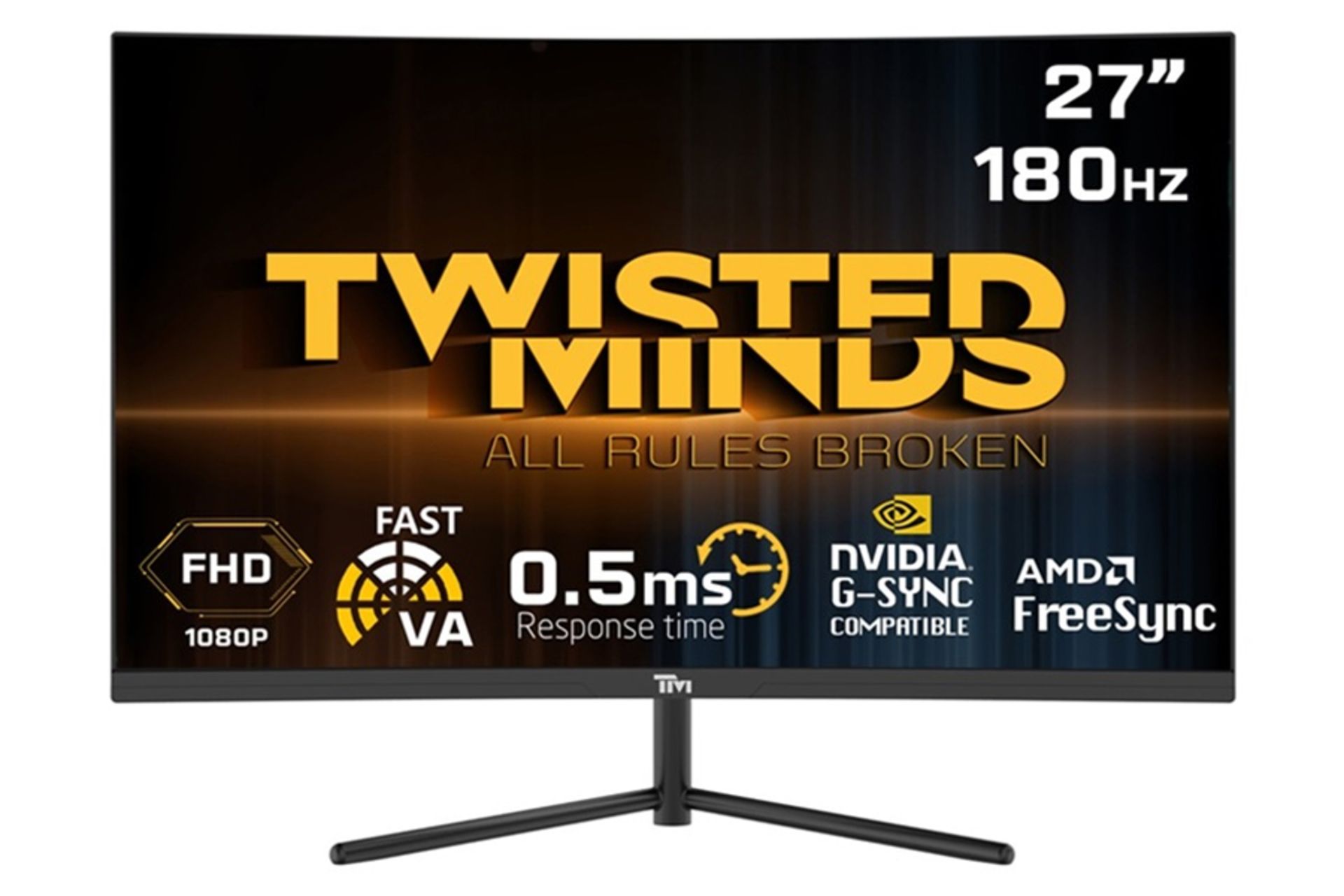 نمای جلو و رزولوشن مانیتور تویستد مایندز 27 اینچ مدل TM27FHD180VA
