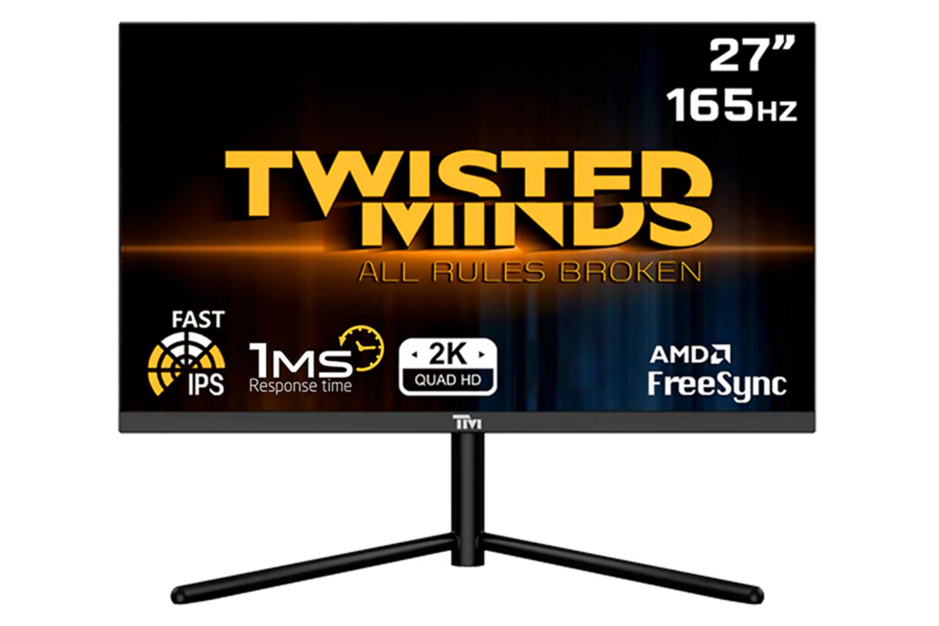 نمای جلو و رزولوشن مانیتور تویستد مایندز 27 اینچ مدل TM27QHD165IPS