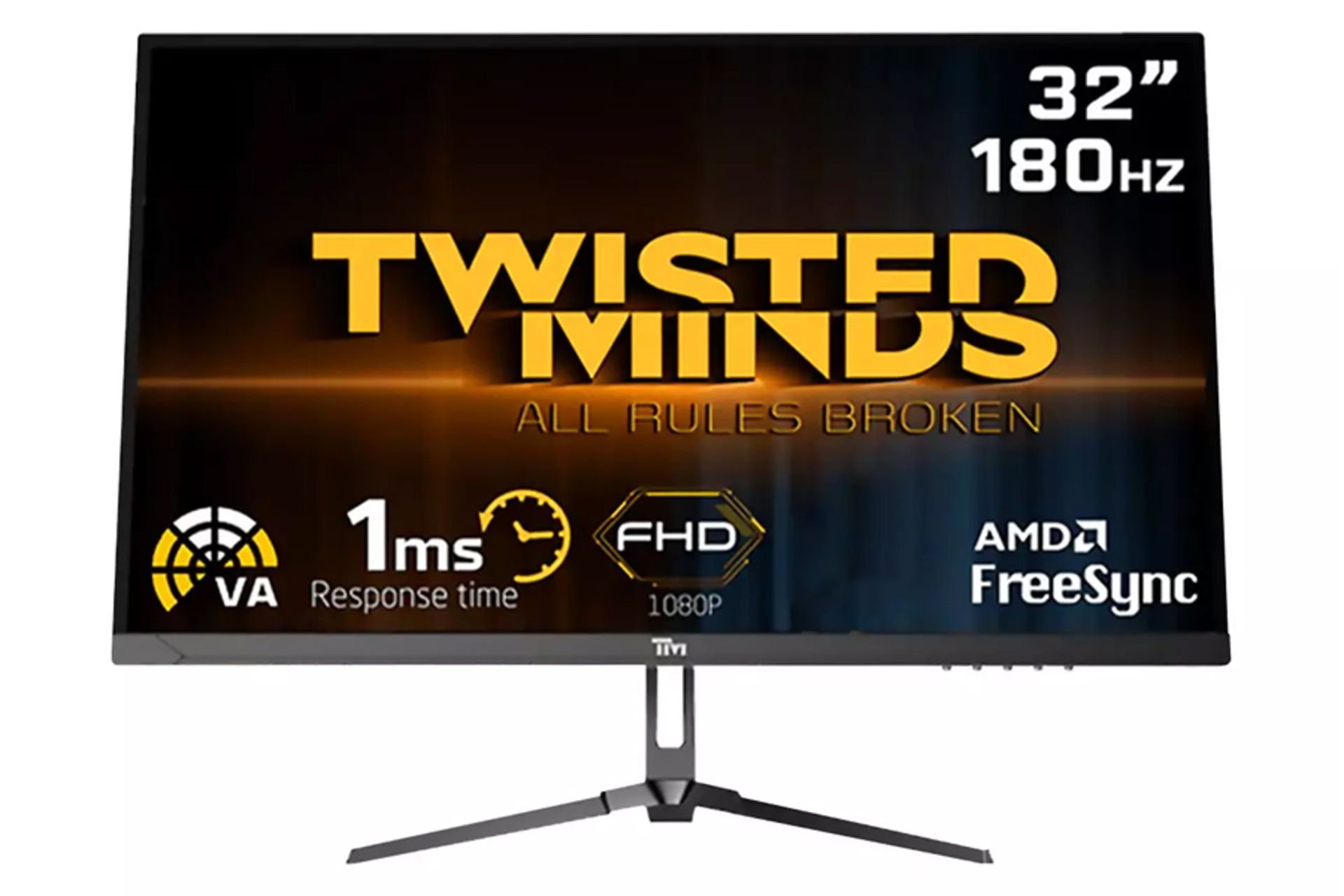 نمای جلو و رزولوشن مانیتور تویستد مایندز 32 اینچ مدل TM32FHD180VA