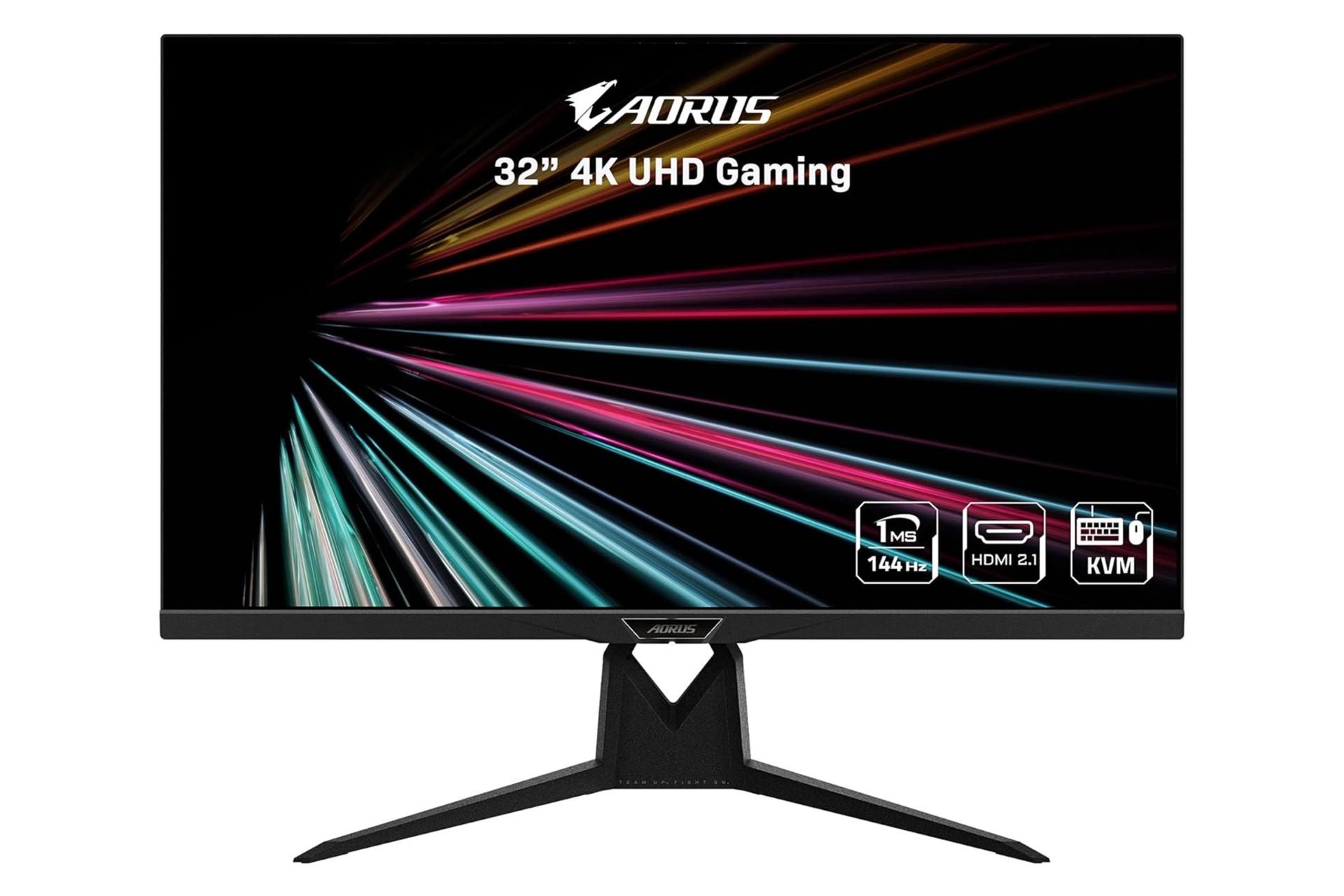 نمای جلو و رزولوشن مانیتور گیگابایت 32 اینچ مدل AORUS FI32U