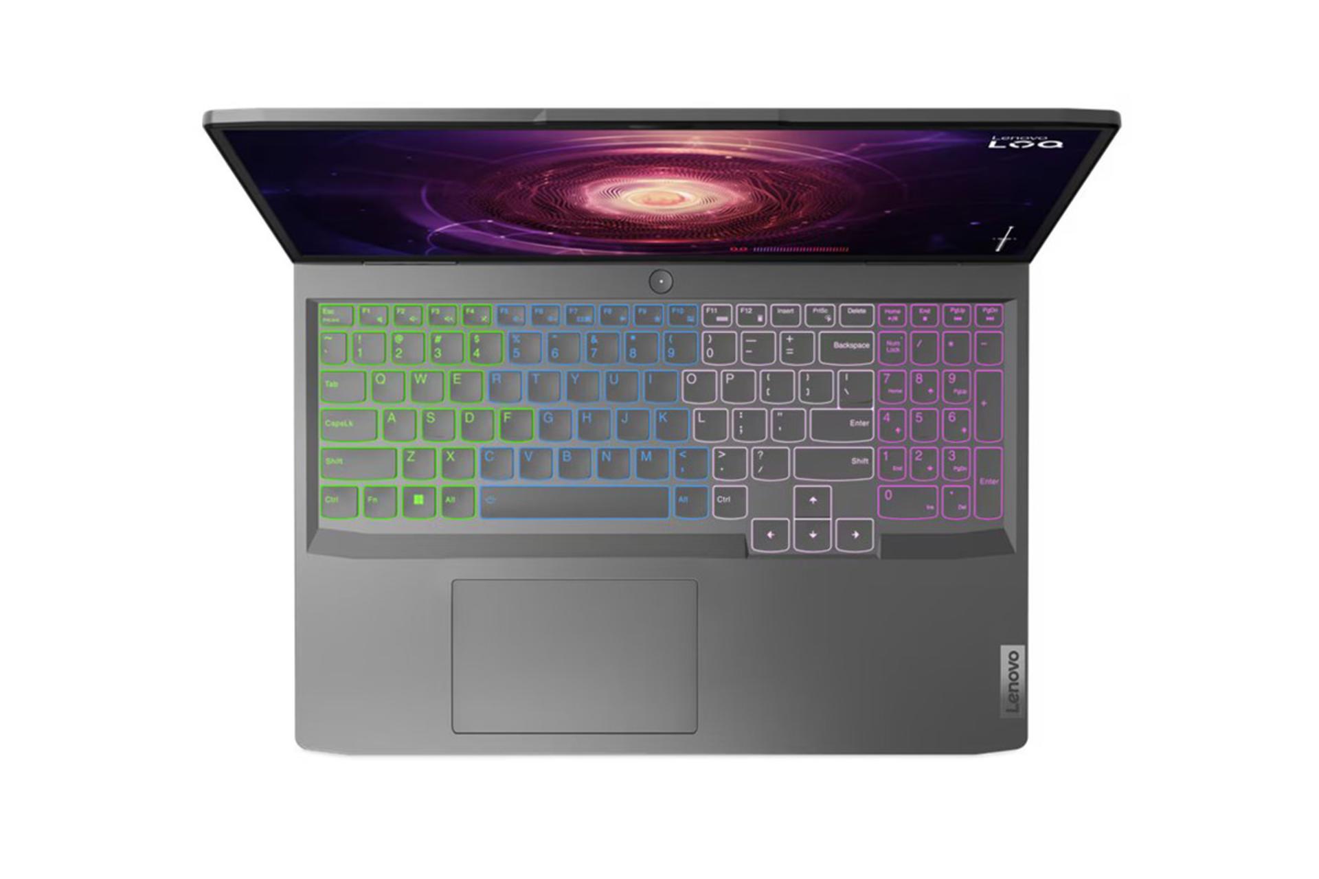 لپ تاپ لنوو Lenovo LOQ 16APH8 نمای بالا و کیبورد