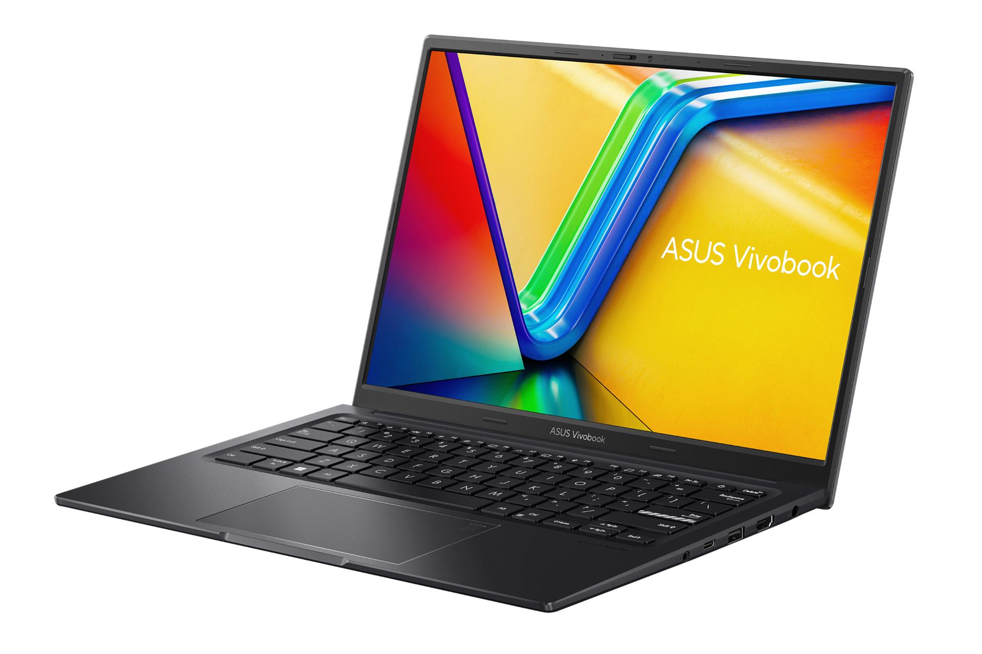 نمای نیمرخ لپ تاپ Vivobook 14X OLED K3405 ایسوس و نمایش درگاه‌های لبه سمت راست رنگ مشکی