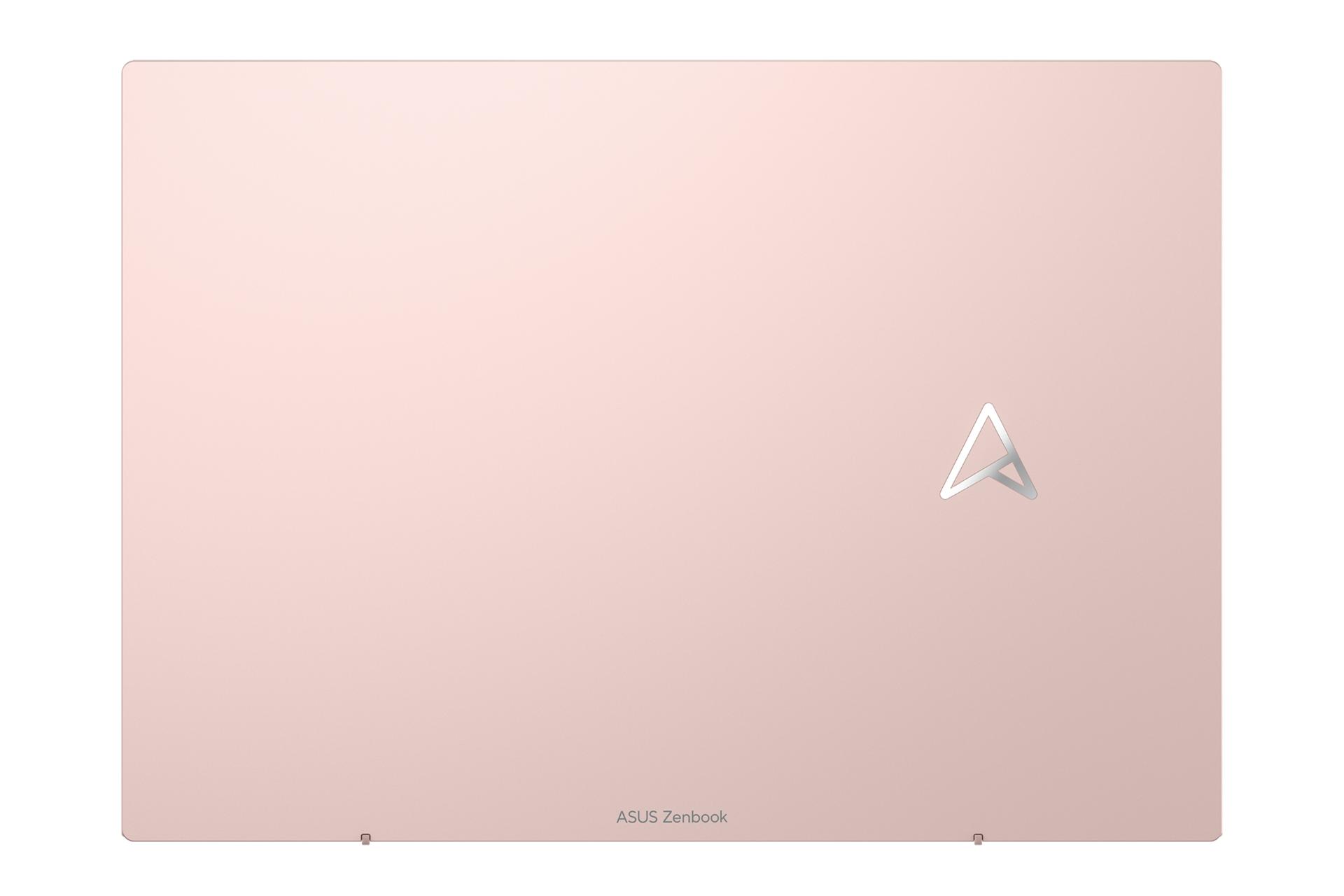 نمای پنل پشت نمایشگر لپ تاپ Zenbook S 13 OLED UM5302 ایسوس و نمایش لوگو رنگ صورتی