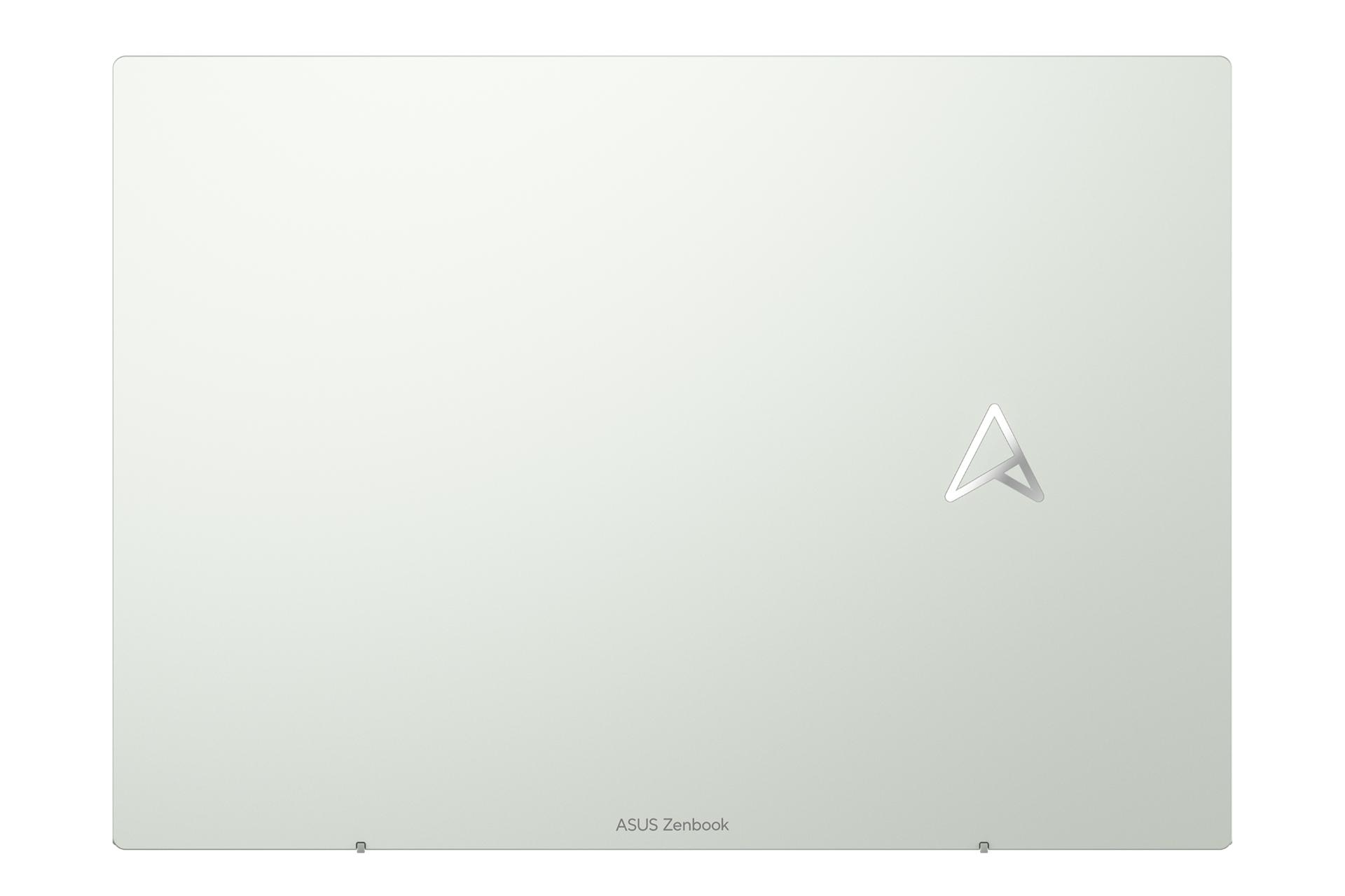 نمای پنل پشت نمایشگر لپ تاپ Zenbook S 13 OLED UM5302 ایسوس و نمایش لوگو رنگ سبز