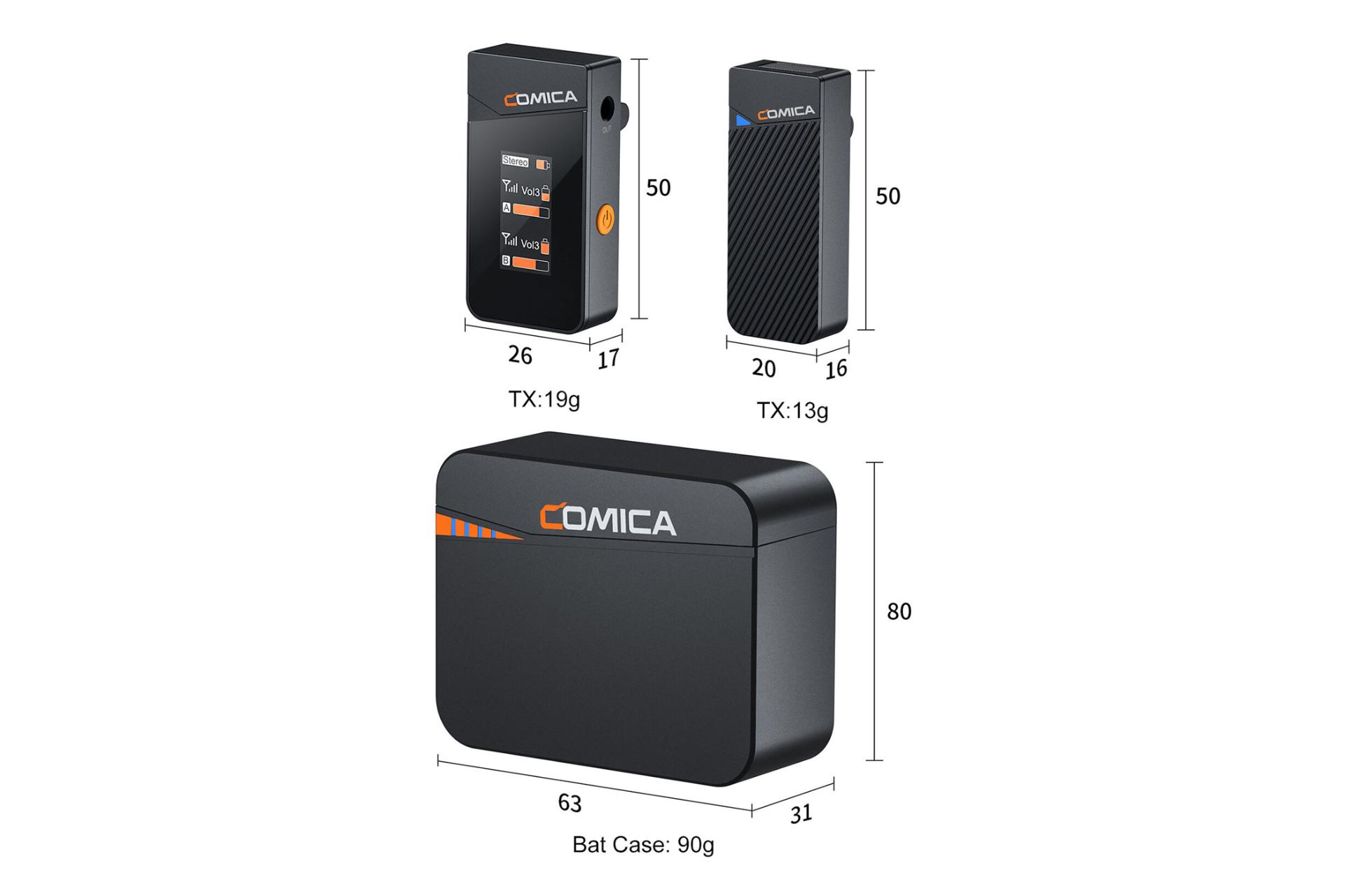 ابعاد و اندازه میکروفون کامیکا Vimo C3