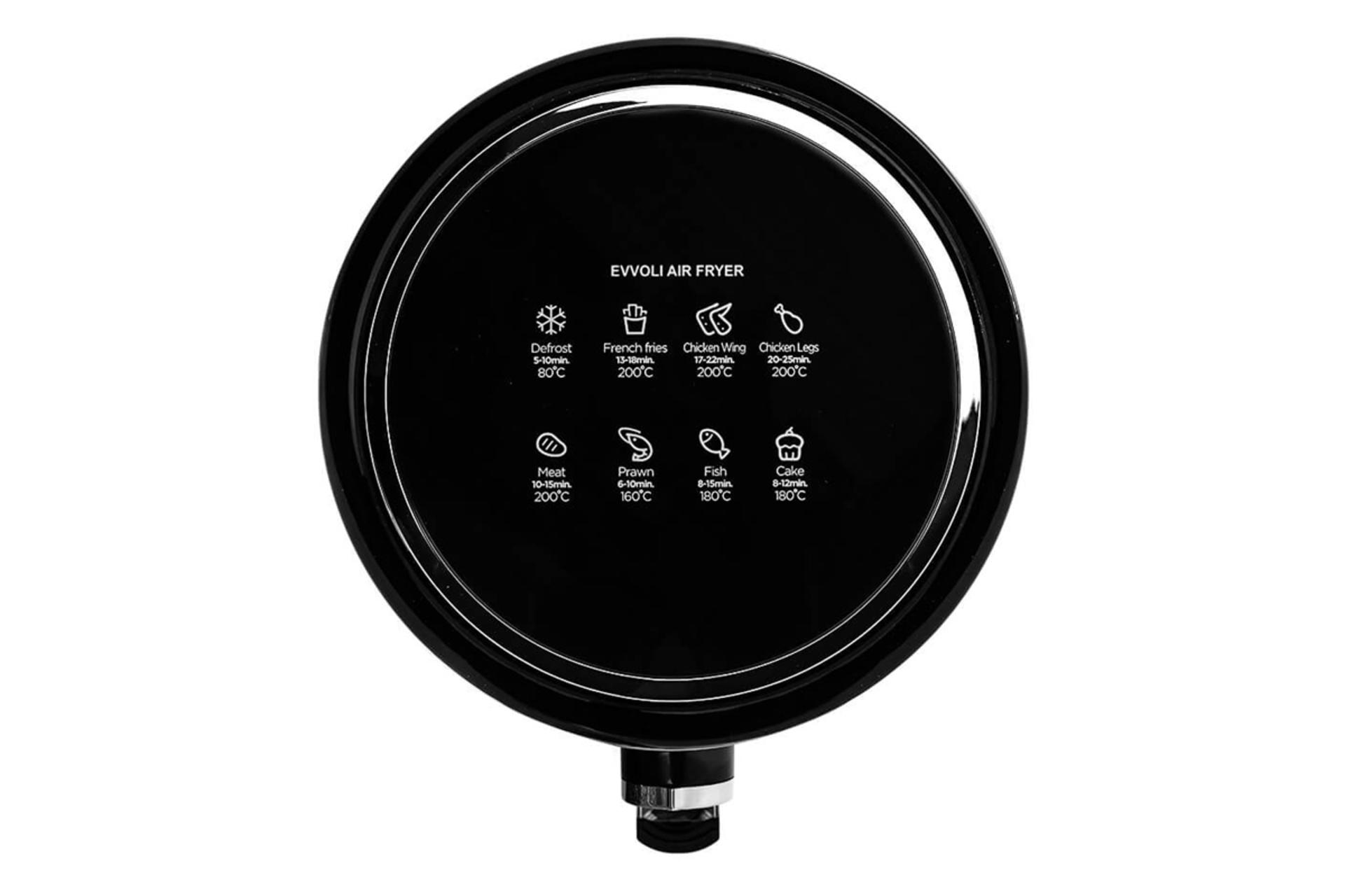 نمای بالا و دکمه های کنترل سرخ کن و هواپز ایوولی EVKA-AF3501B