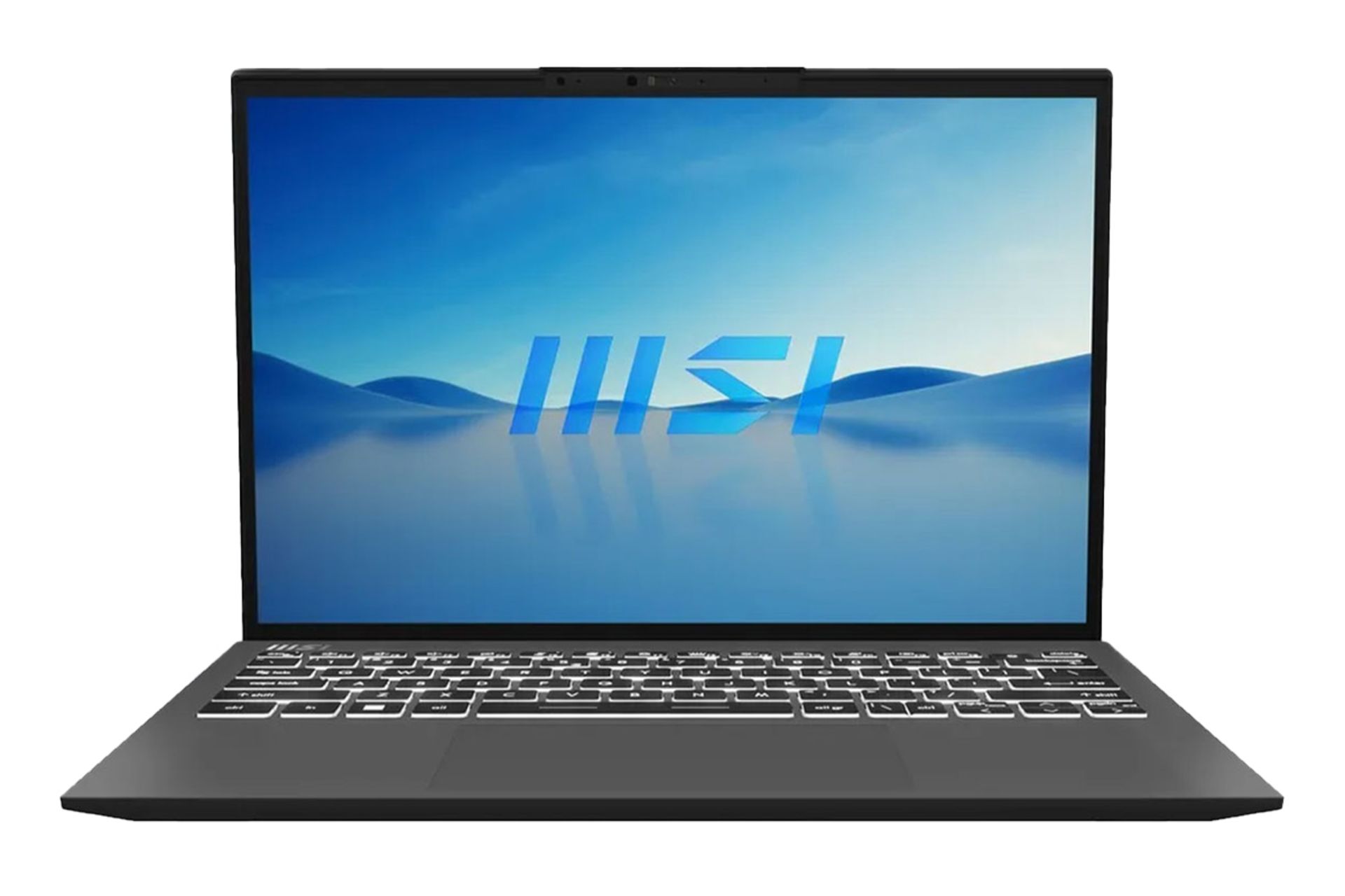 نمای روبه‌روی لپ تاپ Monarch 13 ام اس آی با صفحه نمایش روشن